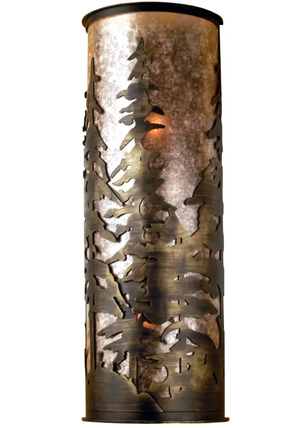 Every Meyda Tiffany item is a unique handcrafted work of art. Natural variations in the wide array of materials that we use to create each Meyda product make every item a masterpiece of its own. Photographs are a general representation of the product. Colors and designs will vary. Collection: Tall Pines Finish: Antique Copper Glass: Silver Mica Notes: Custom Crafted In Yorkville, New York Please Allow 30 Days Width: 12.00" Height: 36.00" Length: 9.00" Weight: 3.00 lb Extension from Wall: 9.00" Number of Bulbs: 4 Maximum Wattage: 60.00 W Bulb Type: A19 Bulb Base: E26 Material: Steel Country of Origin: USA Safety Listing: Dry Safety Rating: Damp