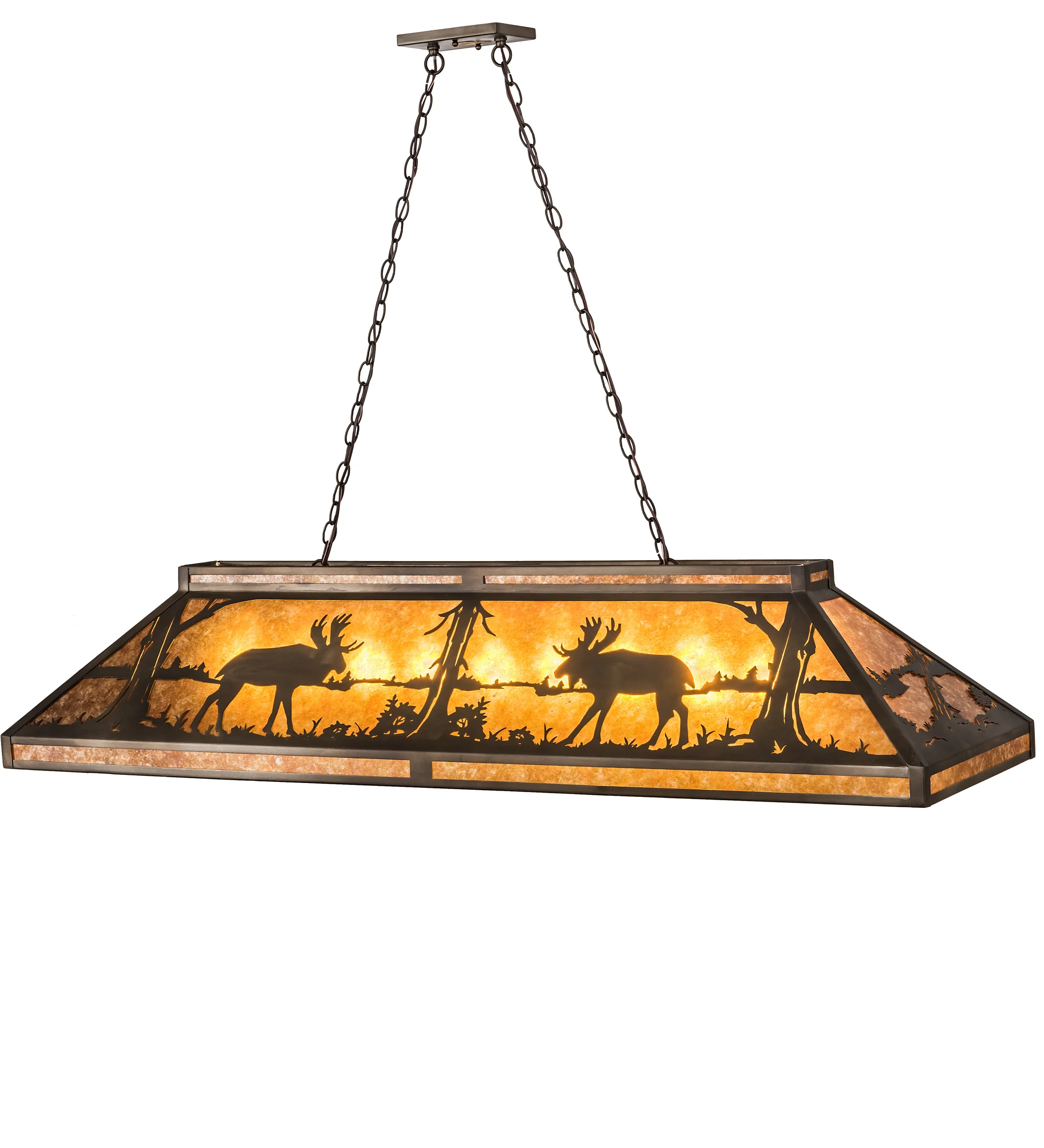 Moose Nine Light Oblong Pendant in Antique Copper