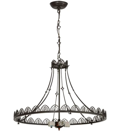 25" Wide Shell and Ribbon 4 Light Inverted Pendant Hardware