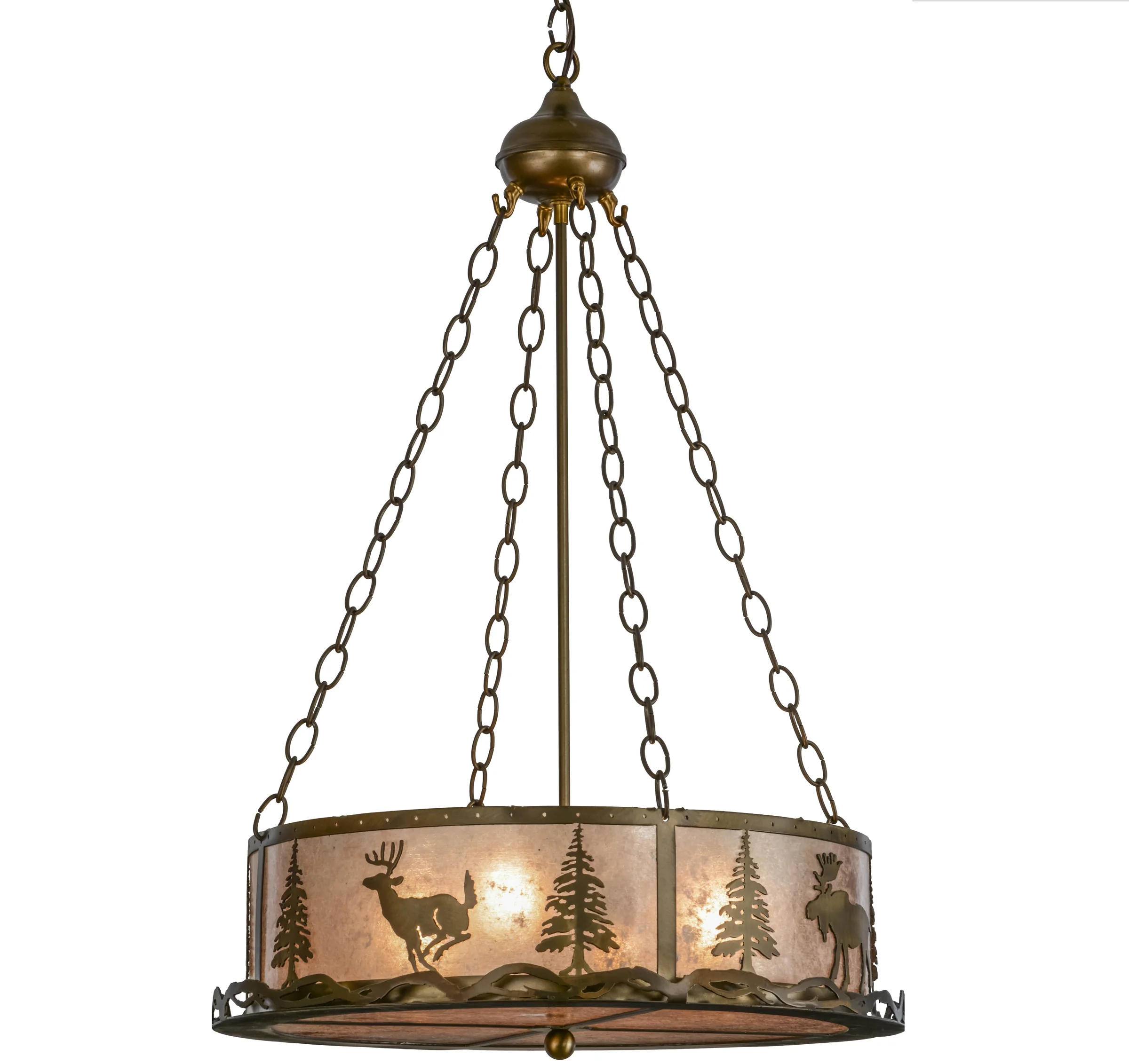 Wildlife At Dusk Four Light Inverted Pendant in Antique Copper