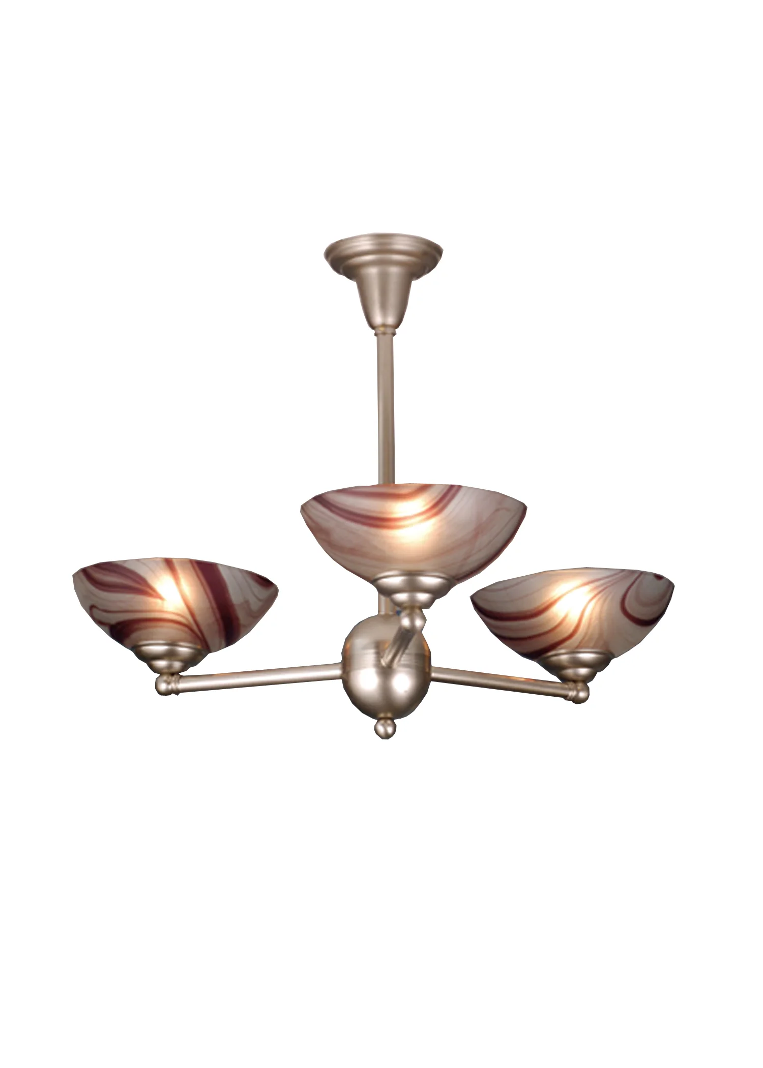31"W Deco Ball Chambord Swirl 3 LT Chandelier