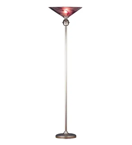 American craftsmanship is combined with European artistry resulting in a Chambord Swirl art glass inverted shade. A cool decorative lighting design features a Purple Baroque-hued art glass shade complemented with a floor base finished in Craftsman Brown. The Metro Swirl Deco Ball Torchiere is included in our American-made, American-designed, handcrafted Metro Art Glass Collection. UL & cUL listed in dry locations. Each shade is a unique work of art with color variations based on natural ingredients inherent in the glass. Collection: Metro Finish: Craftsman Brown Glass: Chambord Swirl Glass Width: 18.00" Height: 69.00" Length: 18.00" Weight: 12.00 lb Number of Bulbs: 1 Maximum Wattage: 60.00 W Bulb Type: A19 Bulb Base: E26 Material: Brass Country of Origin: USA Safety Listing: Dry Safety Rating: Dry