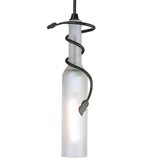 Capture the life of the party with the whimsical design of the Meyda Wine Bottle Mini Pendant. It is so much fun that you may want to hang from it; but don't! Liven up a restaurant; club; or home with a mini pendant that does so much more than deliver light; it adds personality and pizzazz. A Clear Glass Wine Bottle is suspended from a Black suspension cord and Textured Black hardware. Create a stunning design statement by placing a group of mini pendants across an island; table; counter; or bar in homes; restaurants; hotels; pubs; nightclubs; and wineries; this mini pendant will be appreciated for its fine detail and charm by connoisseurs. The overall height ranges from 16 to 84 inches; as the cord can be adjusted in the field to meet your exact lighting requirements. This rich-looking Tuscan Vineyard Frosted White Wine Bottle Mini Pendant is included in our American-made; American-designed; handcrafted Wine Bottle Lighting Collection. The fixture is manufactured in Yorkville; New York. UL and cUL listed for dry and damp locations. Take your finest bottle of wine; and Meyda will transform it into an everlasting personalized fixture of light. Contact us for more information on custom wine bottle lighting fixtures and lamps. We can also create custom lighting with beer bottles; mason jars; milk bottles; and other glass containers and vessels.