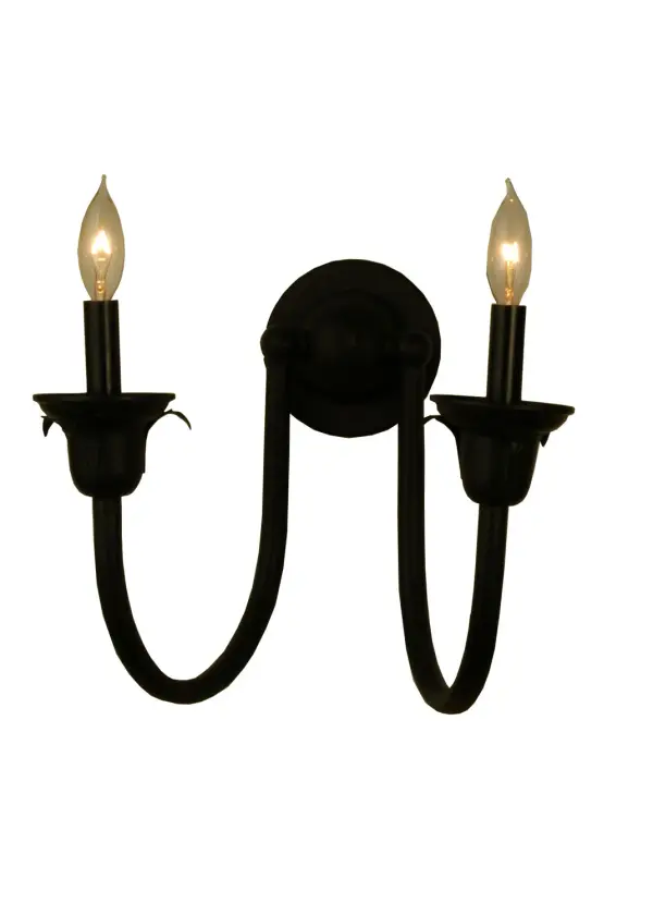 Designed as a traditional illuminating accent for any room or corridor... This minimalist wall sconce features two Complementary faux candlelights and bobeches with elegant curved arms and a round wall plate in a Dark Roast finish. The wall fixture can be placed on walls in dining rooms and hallways in fine homes, restaurants, and resorts. The Dorset Wall Sconces are included in our American-made, American-designed, handcrafted Traditional Collection and are manufactured in Yorkville, New York. UL and cUL listed for dry and damp locations. Collection: Dorset Finish: Dark Roast Glass: Dark Roast Notes: Custom Crafted In Yorkville, New York Please Allow 30 Days Width: 16.00" Height: 17.00" Length: 13.00" Weight: 2.50 lb Extension from Wall: 13.00" Number of Bulbs: 2 Maximum Wattage: 60.00 W Bulb Type: B10 Bulb Base: E12 Material: Steel Country of Origin: USA Safety Listing: Dry Safety Rating: Damp