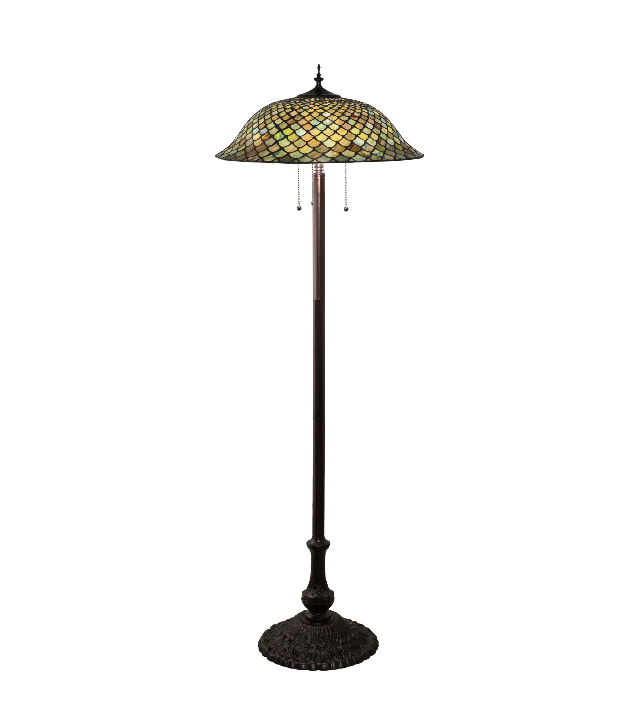 Fishscale Three Light Floor Lamp in Mahogany Bronze