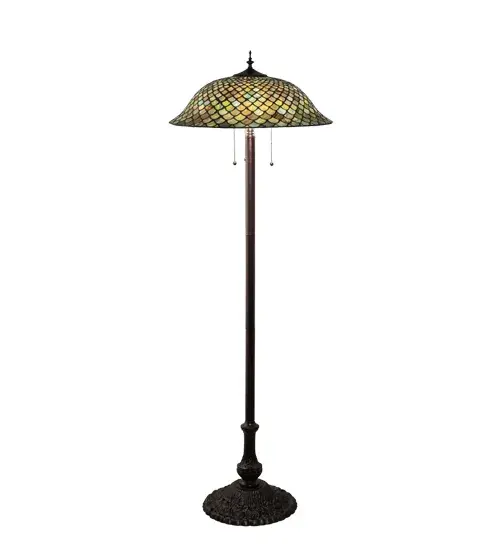 Every Meyda Tiffany item is a unique handcrafted work of art. Natural variations in the wide array of materials that we use to create each Meyda product make every item a masterpiece of its own. Photographs are a general representation of the product. Colors and designs will vary. Collection: Fishscale Finish: Mahogany Bronze Glass: Stained Glass Width: 20.00" Height: 62.00" Length: 20.00" Weight: 20.50 lb Number of Bulbs: 3 Maximum Wattage: 60.00 W Bulb Type: A19 Bulb Base: E26 Material: Zinc/Steel Country of Origin: CHINA Safety Listing: Damp Safety Rating: Dry - alternate view