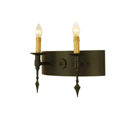 Bring the Gothic Revival into your home with the stunning Warwick Wall Sconce; which integrates a rustic motif with gothic style. Faux candles perched atop holders with spearhead accents provide lighting that conjures up images of romanticized bygone days. Decorated with cast iron medallions and coated with a Dark Roast finish; it completes the evocative impression. Handcrafted by highly skilled artisans in our 180;000 square foot manufacturing facility in Yorkville; New York. Custom designs; colors; and sizes available. UL and cUL listed for damp and dry locations.