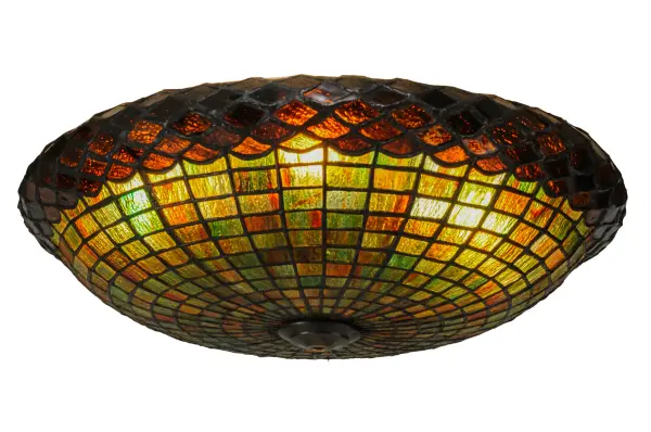 This stunning Oak Acorn profile is as majestic as the mighty oak. The stained glass shade delights with Multi-Toned Autumn Red and Green variegated art glass; which is crowned with Bark Brown Textured Glass. The shade is created using the famous Meyda Tiffany copper foil construction process. It pairs well with hardware to build a gorgeous flush mount; semi-flush mount; or ceiling pendant. The Acorn Shade is included in our American- designed; handcrafted Nature Inspired Collection. No two art glass shades are the same; their individuality can be as remarkably unique as their personalities.