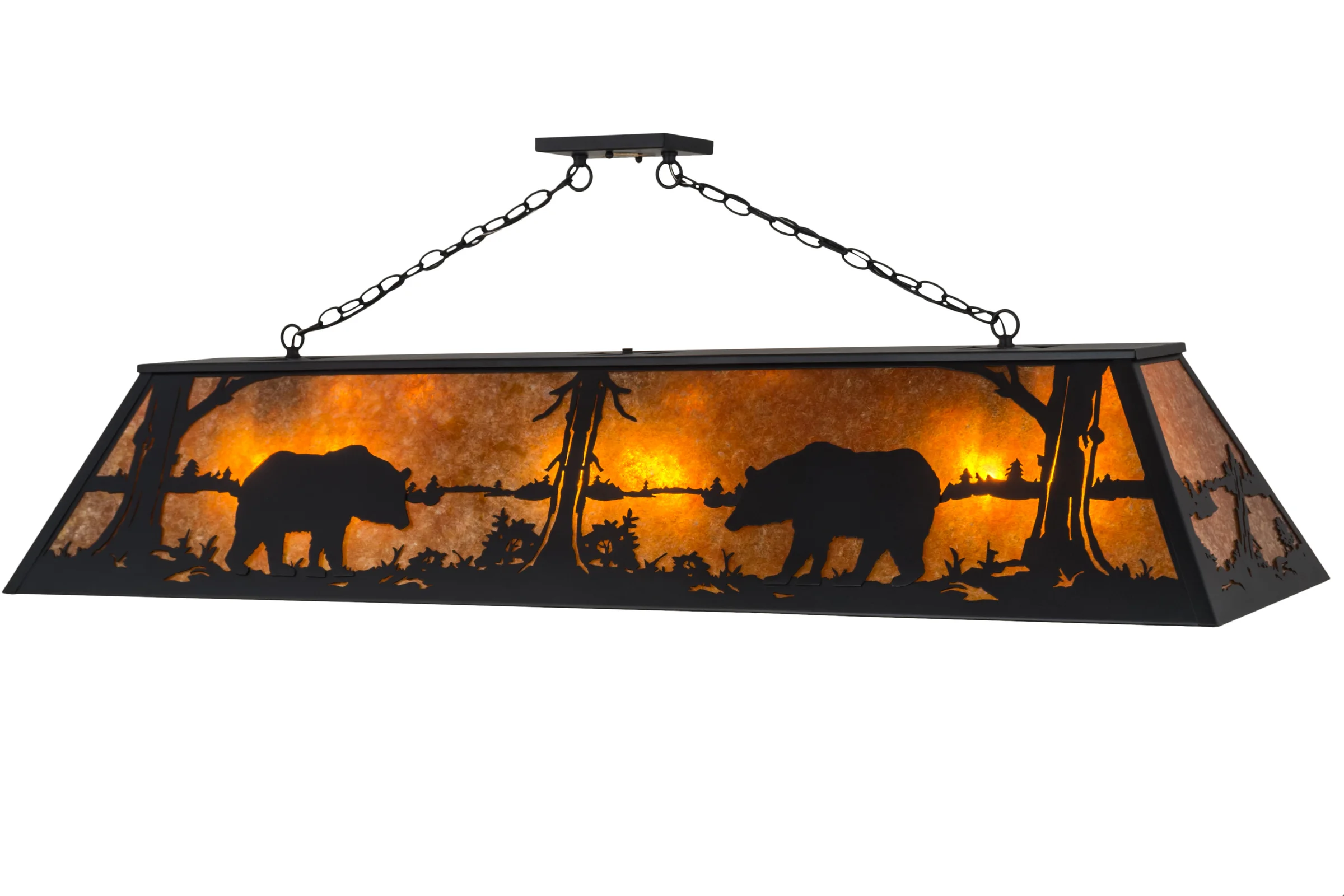Bear At Lake Nine Light Oblong Pendant in Textured Black