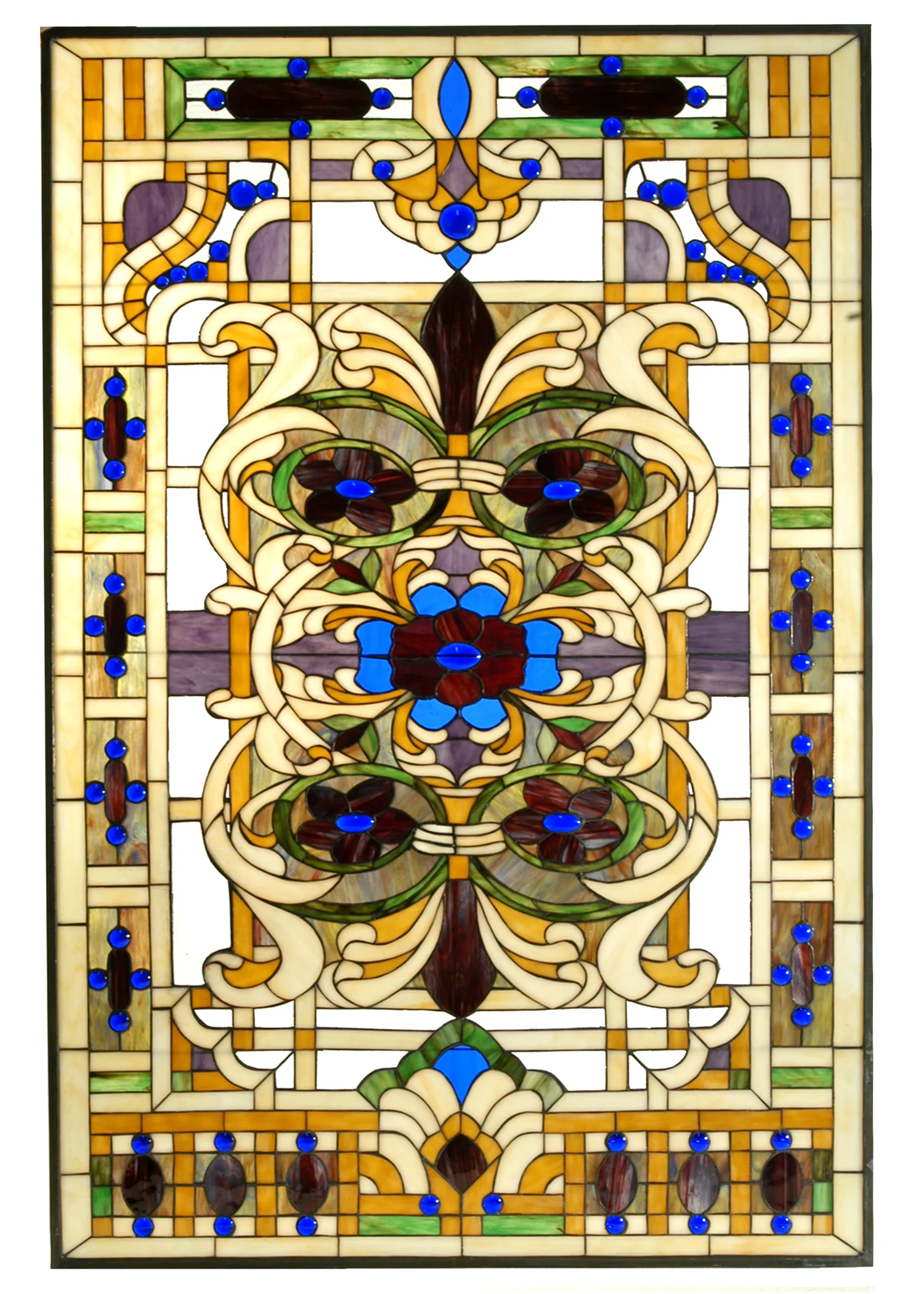 32"W X 48"H Estate Floral Stained Glass Window