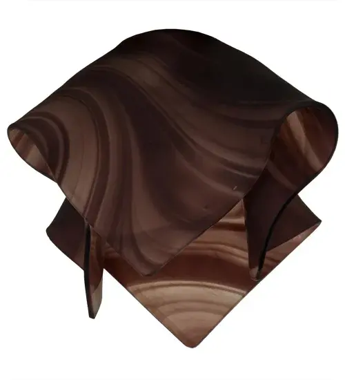 Add a fun lighting design to a home; restaurant; hotel; or retail location. Created with Frosted Chambord Swirl Art Glass; this beautiful shade is ideal for modern homes; restaurants; and those who appreciate a work of beauty. Traditional artistry; high-fire kilns; and original tools fuse art glass in the old world tradition. This stunning shade is ideal for use with hardware to illuminate bars; islands; counters; and dining tables in residential and hospitality locations from Palm Beach; Florida; to Austin; Texas; to Portland; Oregon. The Handkerchief Chambord Swirl Shade is featured in our American-made; American-designed; handcrafted Fused Glass Collection; which is manufactured in Yorkville; New York. - alternate view