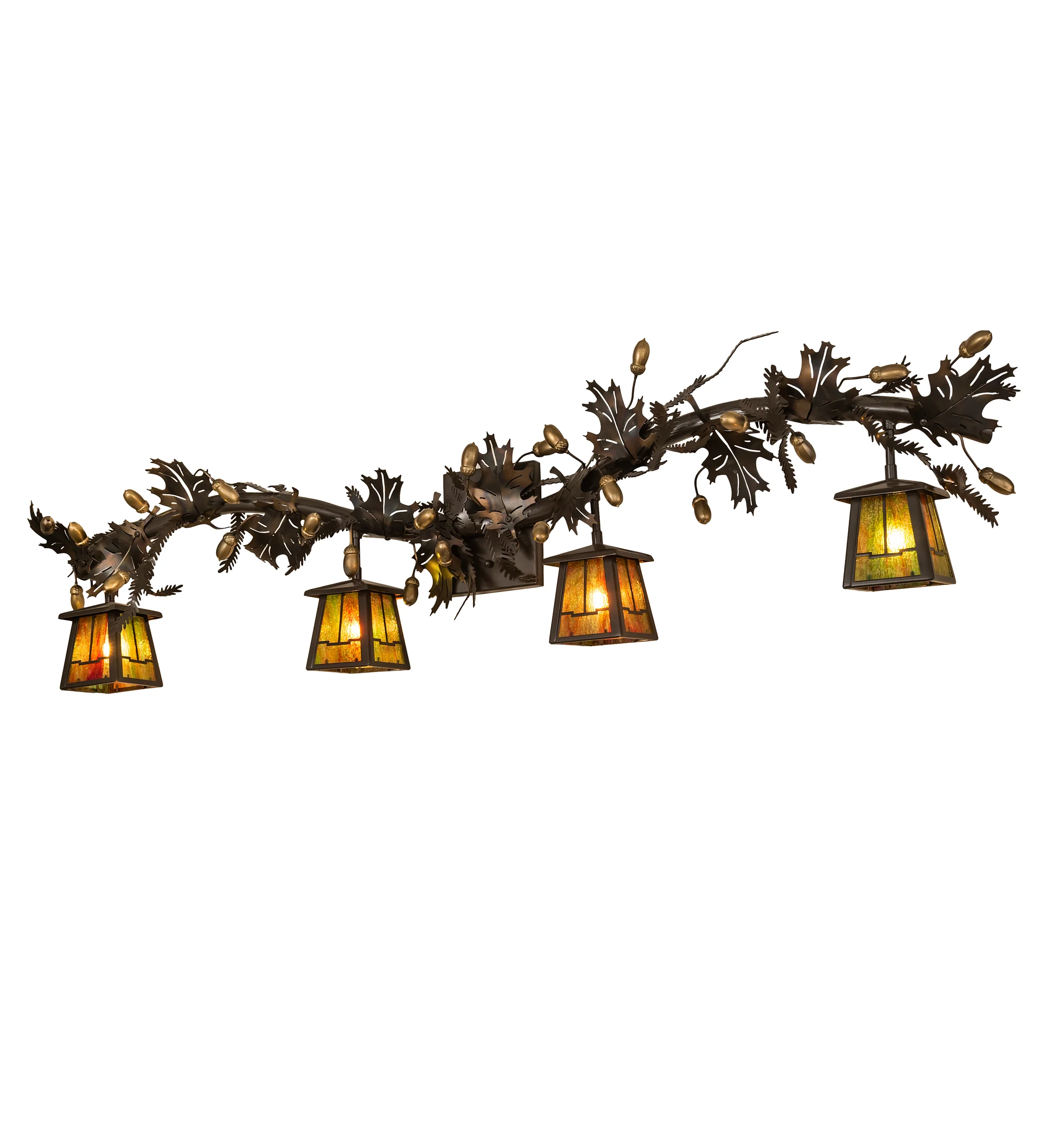Oak Leaf Four Light Vanity in Timeless Bronze, Dark Burnished Antique Copper/Gold Metallic