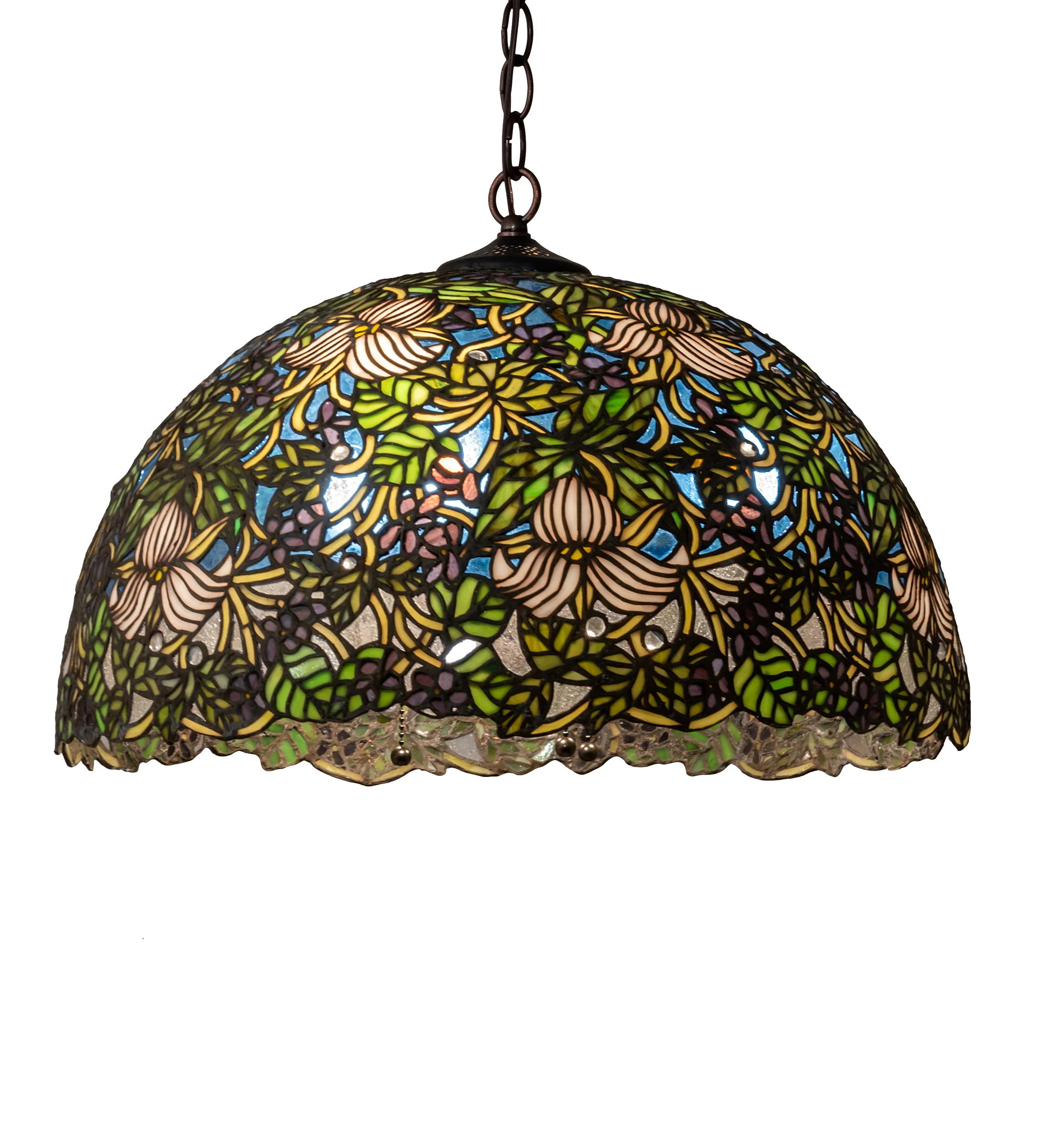 Trillium & Violet Three Light Pendant in Mahogany Bronze