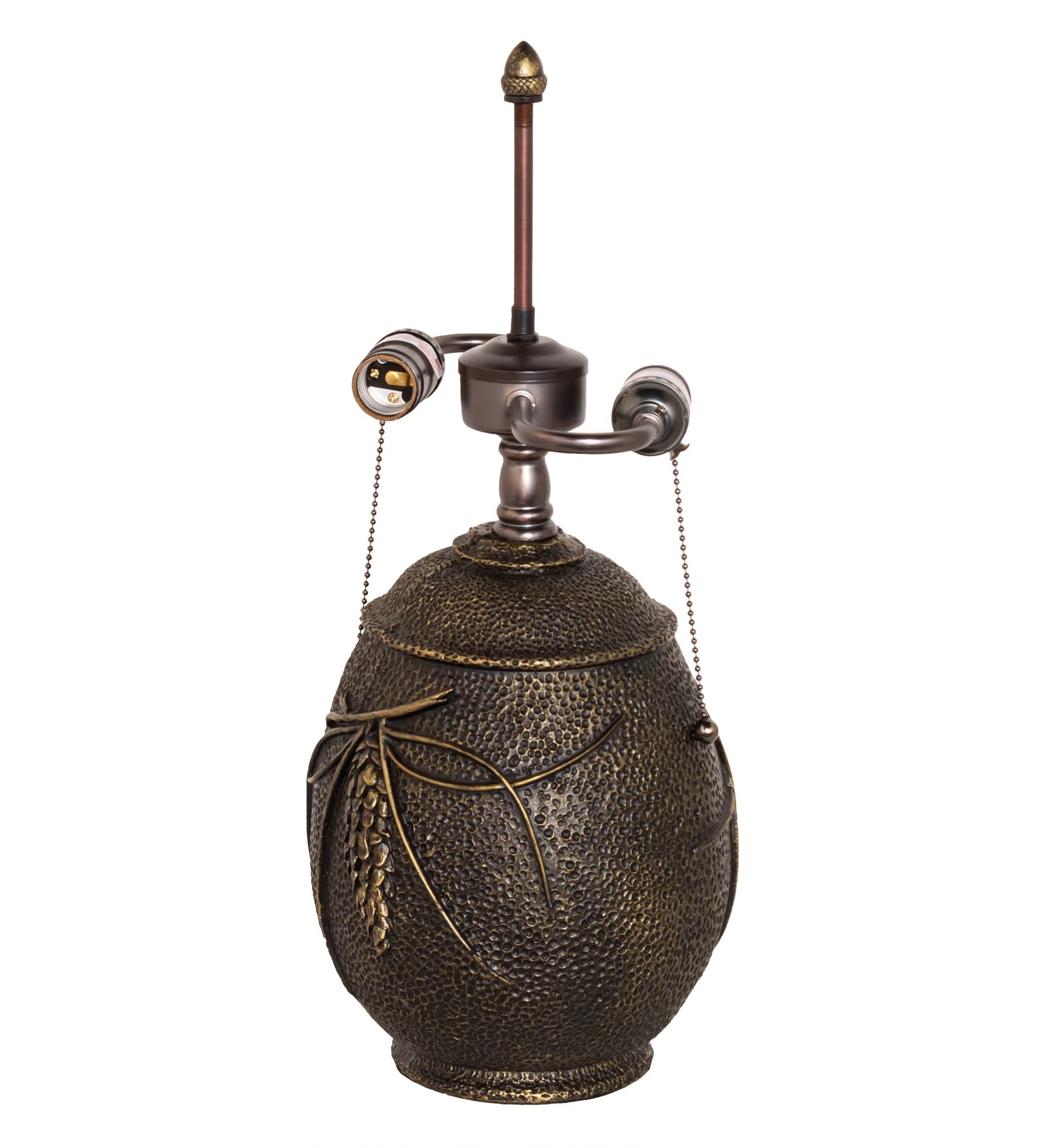 Pinecone Two Light Table Base Hardware in Textured Antique Brass