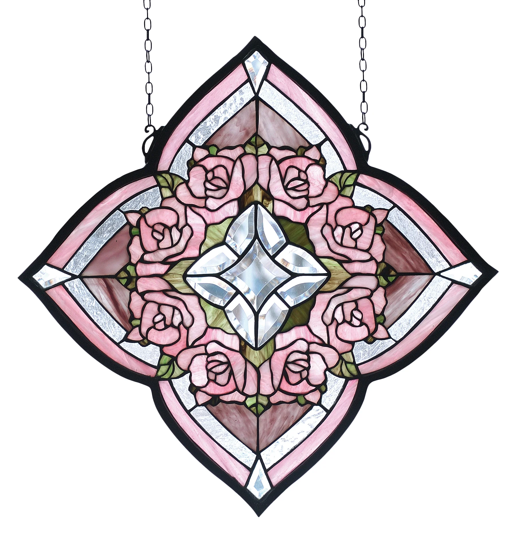20"W X 20"H Ring of Roses Stained Glass Window