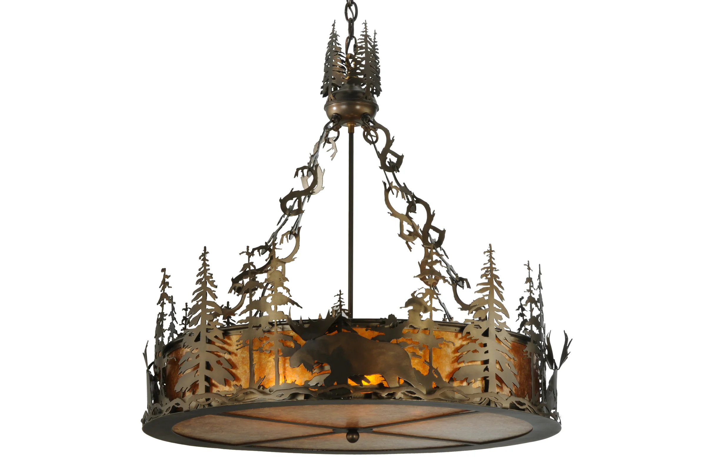Moose At Dusk Four Light Inverted Pendant in Antique Copper