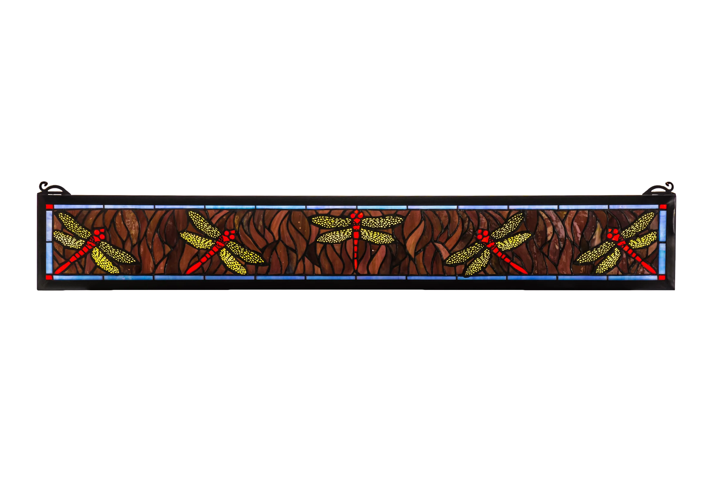 Tiffany Dragonfly Window in Pbag Flame Orange Purple/Blue