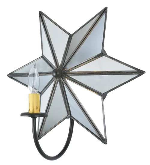 Mirrored Star One Light Wall Sconce in Antique