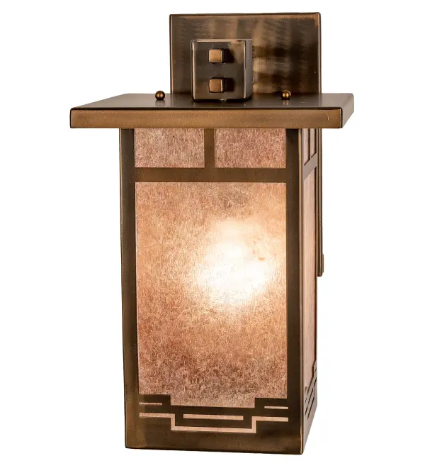Inspired by the Arts & Crafts Movement, the Roylance Wall Sconce features a Silver Mica lens with Antique Copper finished accents, frame, and hardware that embrace the wall of any room. This stunning lantern is the perfect complement to almost any decor. The 9-inch wide sconce is handcrafted by highly skilled artisans at our 180,000 square foot manufacturing facility in Upstate New York. Custom styles, sizes, and colors are available, as well as dimmable energy-efficient lamping options such as LED. UL and cUL listed for dry and damp locations. Collection: Roylance Finish: Antique Copper Glass: Silver Mica Notes: Custom Crafted In Yorkville, New York Please Allow 30 Days Width: 9.00" Height: 15.00" Length: 11.00" Weight: 7.00 lb Extension from Wall: 11.00" Number of Bulbs: 1 Maximum Wattage: 60.00 W Bulb Type: A19 Bulb Base: E26 Material: Steel Country of Origin: USA Safety Listing: Dry Safety Rating: Damp