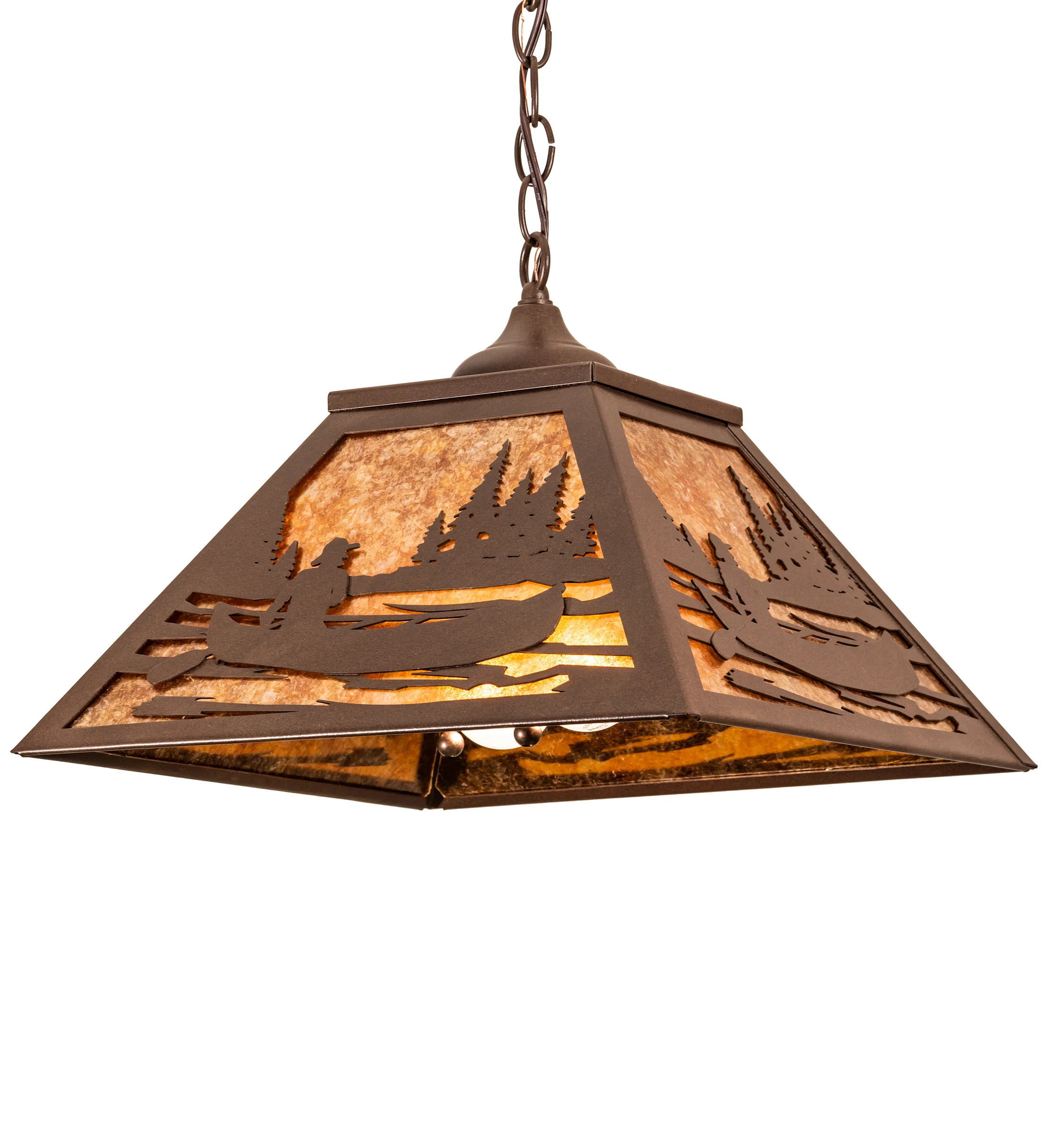 Canoe At Lake Two Light Pendant in Cafe Noir