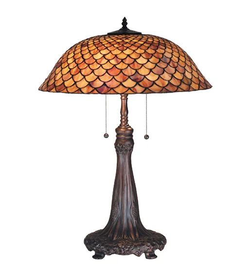 Fishscale Two Light Table Lamp in Mahogany Bronze