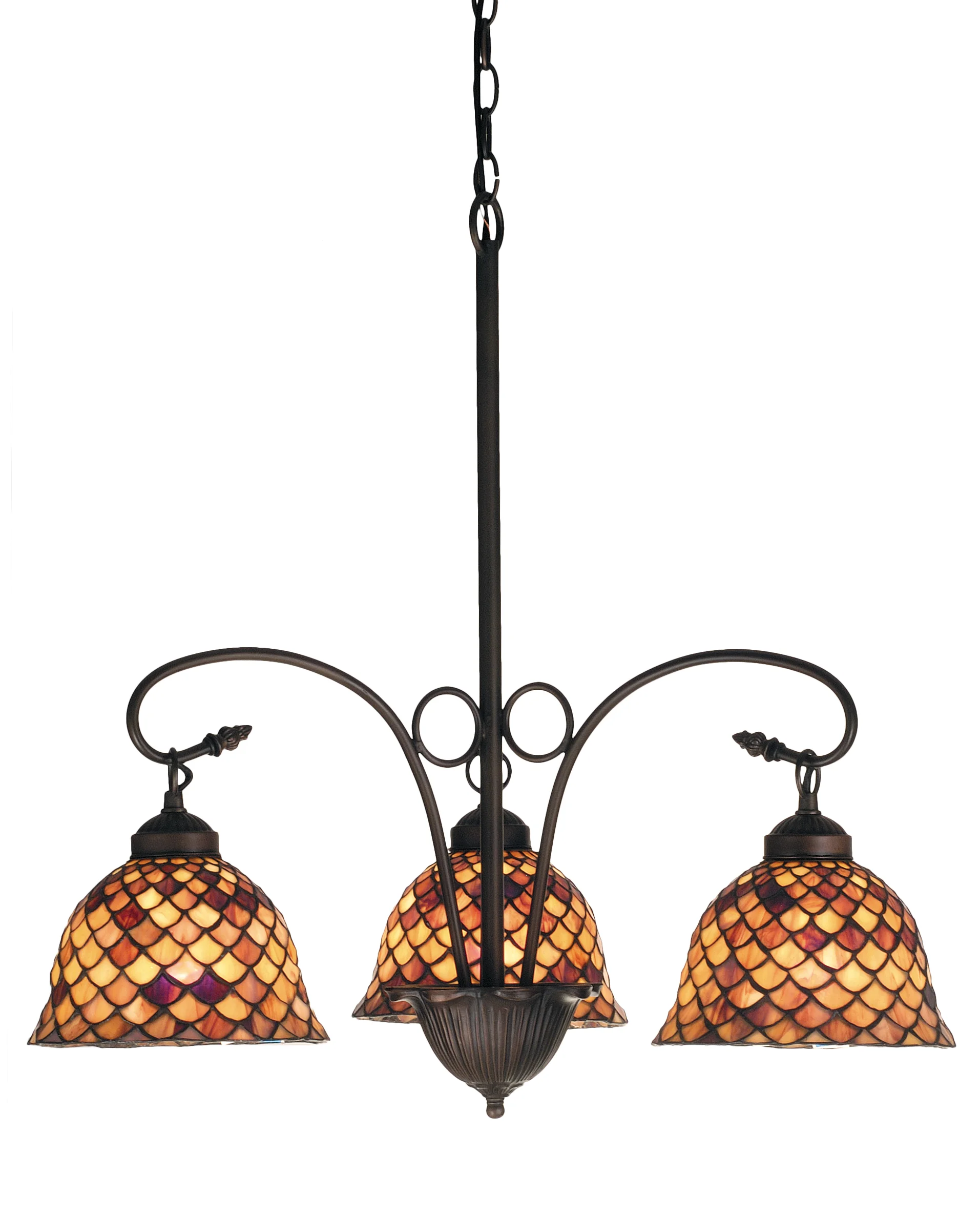 Fishscale Three Light Chandelier in Mahogany Bronze