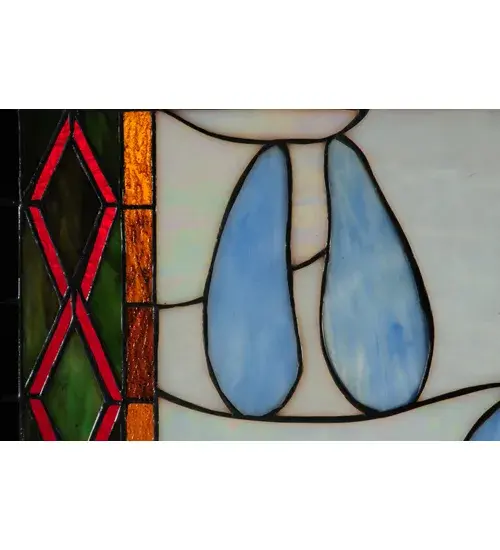 26.5"W X 17.5"H Deer & Cougar Tracks Stained Glass Window - Image 6