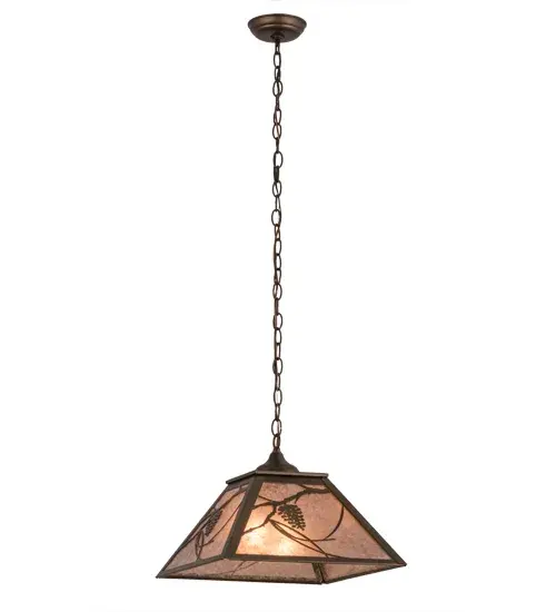 Listen closely. You can almost hear the soft whisper of the pine branches as they dance in the wind. Enjoy the warm ambiance of the soft beautiful light diffused through Silver Mica which features stunning pinecone and pine branch motifs The fixture is hand finished in a handsome Antique Copper and handcrafted by Meyda Artisans in Yorkville, New York, at the foothills of the inspiring Adirondack Mountains. Custom sizes, styles, colors and dimmable energy efficient lamping options are available. Collection: Whispering Pines Finish: Antique Copper Glass: Silver Mica Width: 22.00" Height: 15.00" Length: 16.00" Weight: 6.00 lb Number of Bulbs: 2 Maximum Wattage: 60.00 W Bulb Type: A19 Bulb Base: E26 Material: Steel Country of Origin: USA Safety Listing: Damp Safety Rating: Damp - alternate view