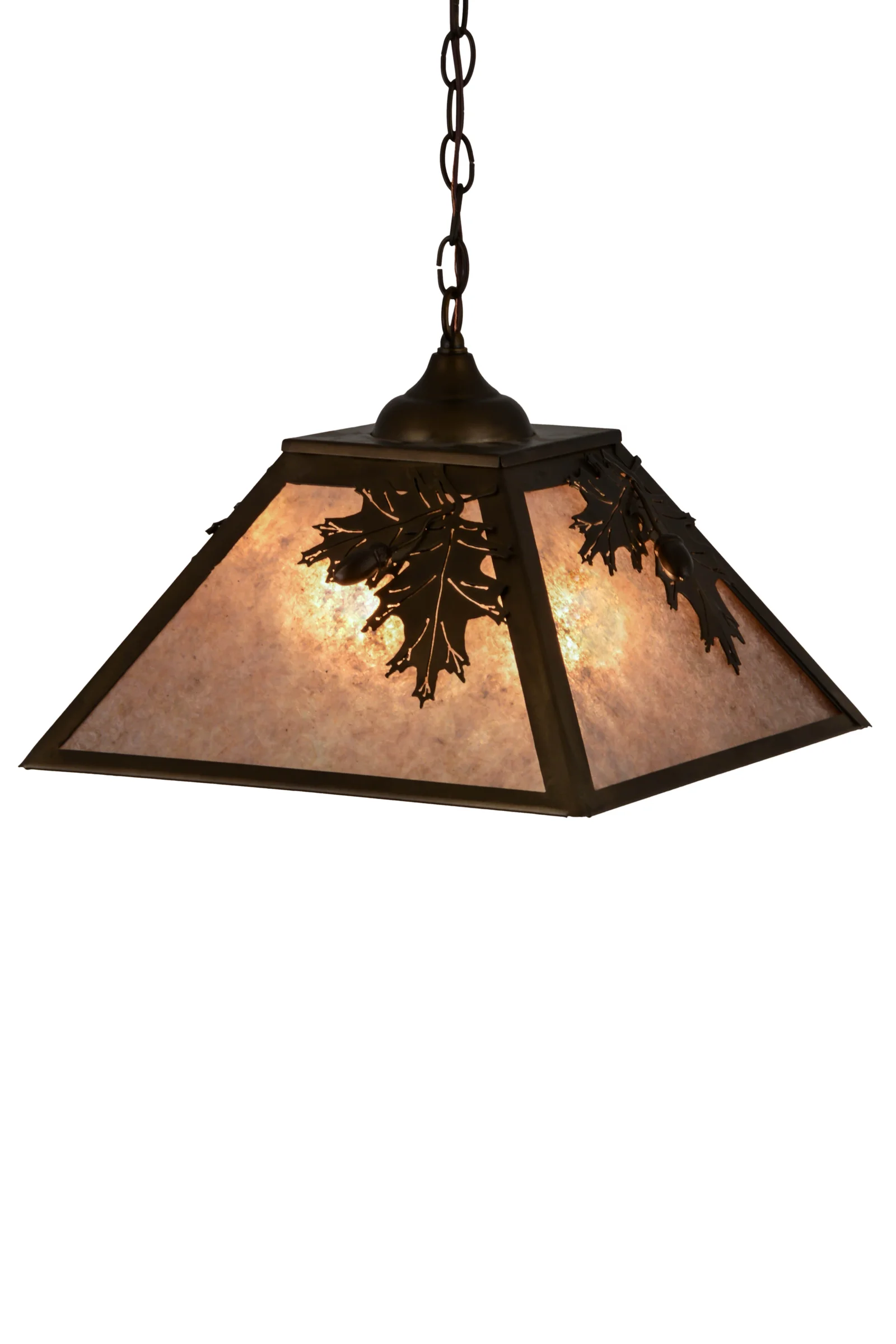 Oak Leaf & Acorn Two Light Pendant in Antique Copper