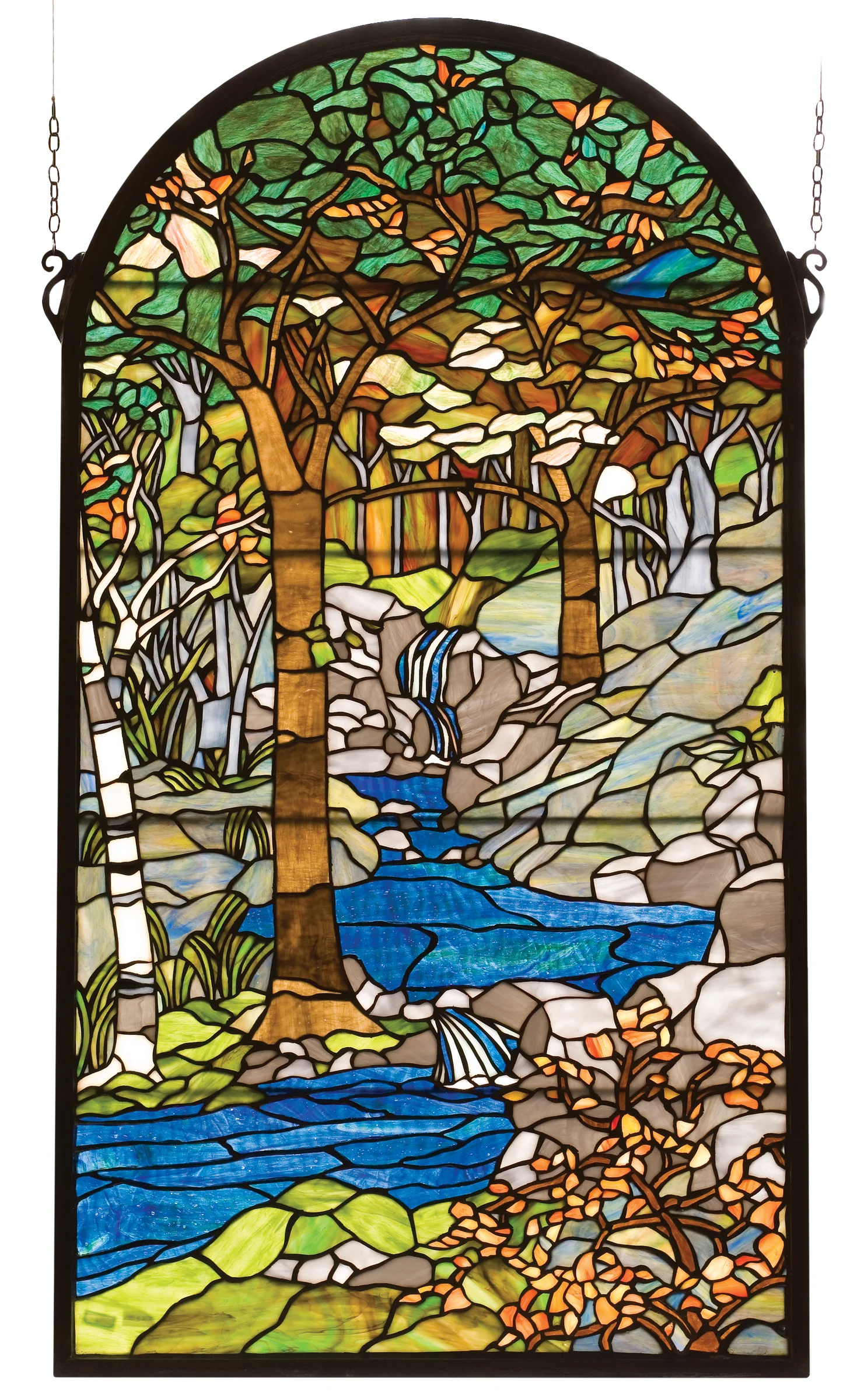 40"H X 22"W Tiffany Waterbrooks Stained Glass Window