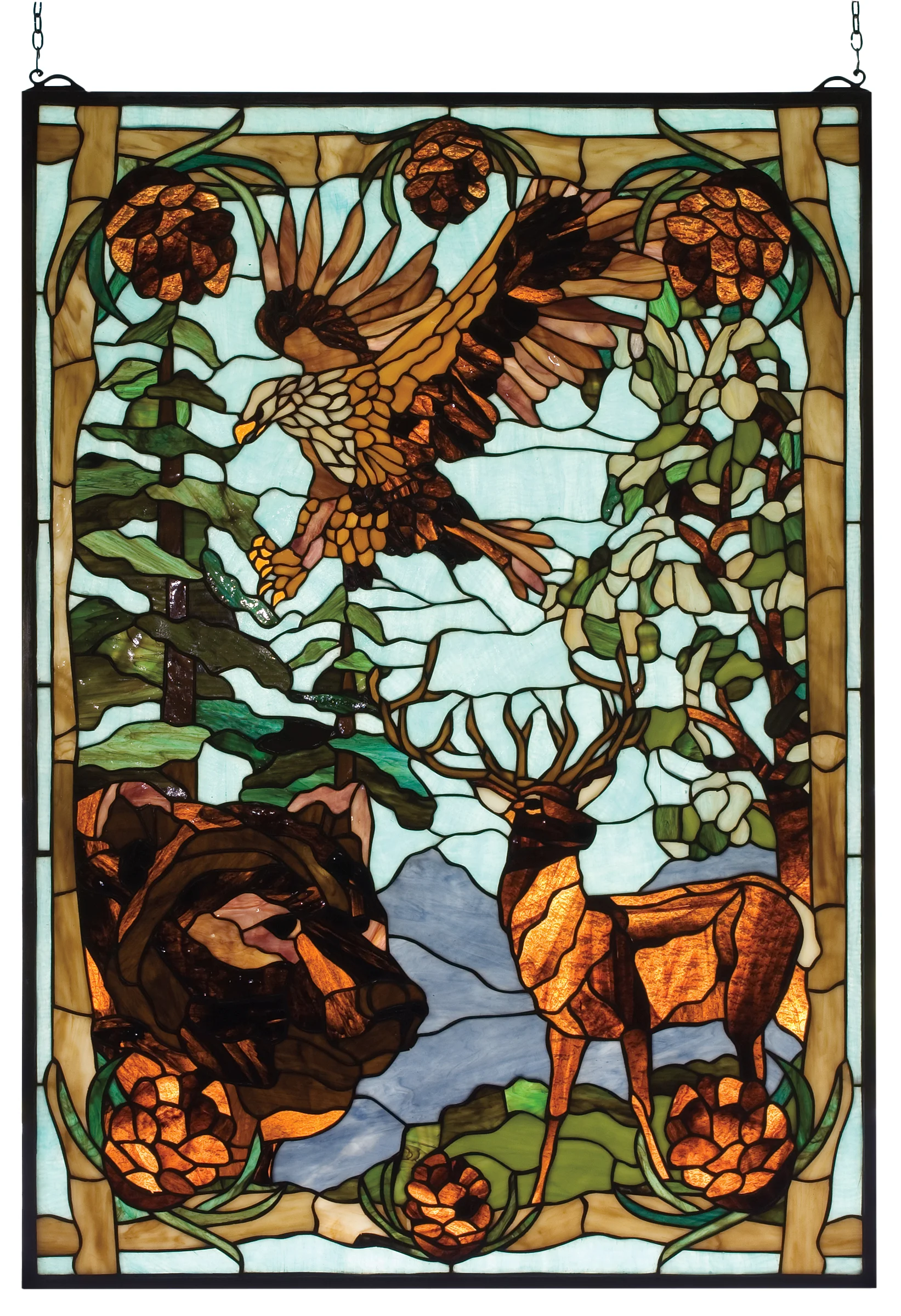Wilderness Window in Lt Blue Amber Beige Green