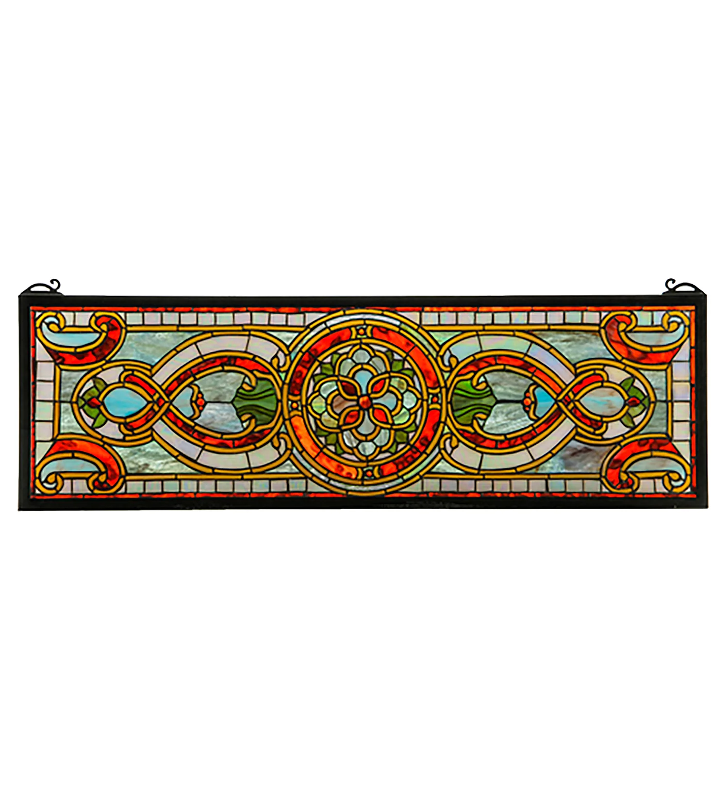 35"W X 11"H Evelyn in Topaz Transom Stained Glass Window