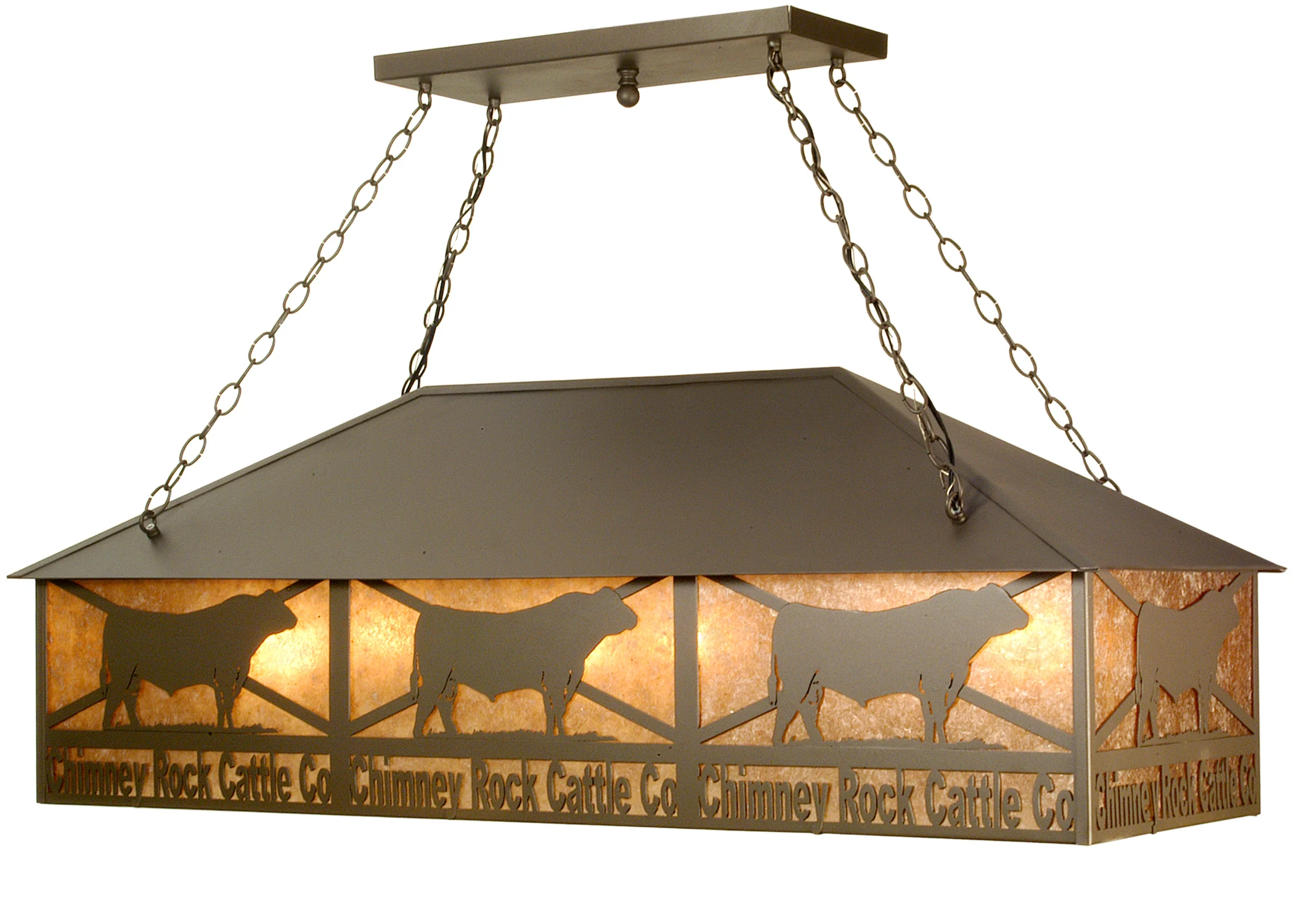 Personalized Nine Light Oblong Pendant in Wrought Iron