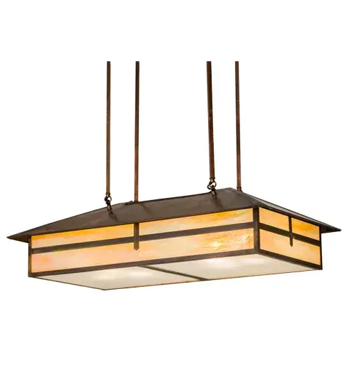 Custom crafted of Solid Brass; this Craftsman Signature pendant features Beige Iridescent art glass with a White glass bottom diffuser. The shade is enhanced with decorative accents and hardware featured in a handsome Vintage Copper finish. Place this pendant over an island; counter; billiard or dining table for an appealing design statement. Custom crafted by the hands of Meyda artisans in Yorkville; New York; this fixture is offered in custom colors; styles and sizes as well as dimmable energy efficient lamping options such as LED. The pendant is UL and cUL listed for damp and dry locations. - alternate view