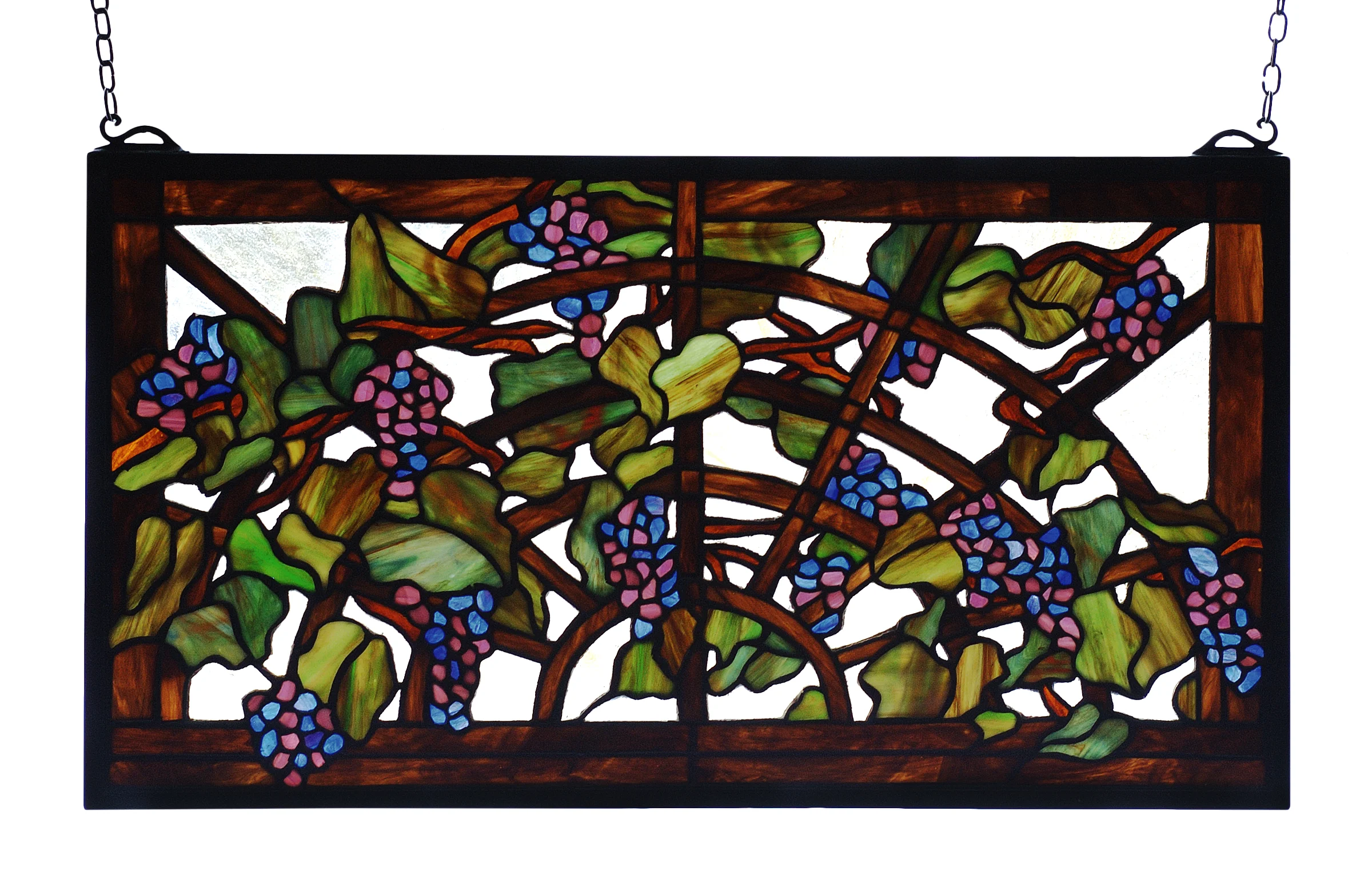 22"W X 12"H Tiffany Grape Arbor Stained Glass Window