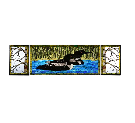 80"W X 22"H Loon & Birch Custom Stained Glass Window