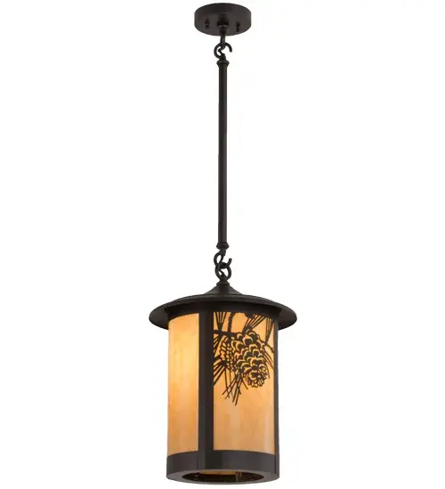 Marveling and beholding, a nature inspired design reveals stunning pinecones in this Solid Brass Pendant. This Craftsman Signature cylindrical lantern is designed with Beige art glass that is complemented with accents and frame finished in Craftsman Brown. Custom crafted by the highly skilled hands of Meyda artisans. Our custom capabilities offer lighting in the size, color, style and lamping source of your choice. Collection: Fulton Finish: Craftsman Brown Craftsman Brown Glass: Beige Art Glass Width: 12.00" Height: 40.50" Length: 12.00" Weight: 10.00 lb Number of Bulbs: 1 Maximum Wattage: 100.00 W Bulb Base: Medium Material: Brass Country of Origin: USA Safety Listing: Damp Safety Rating: Wet - alternate view