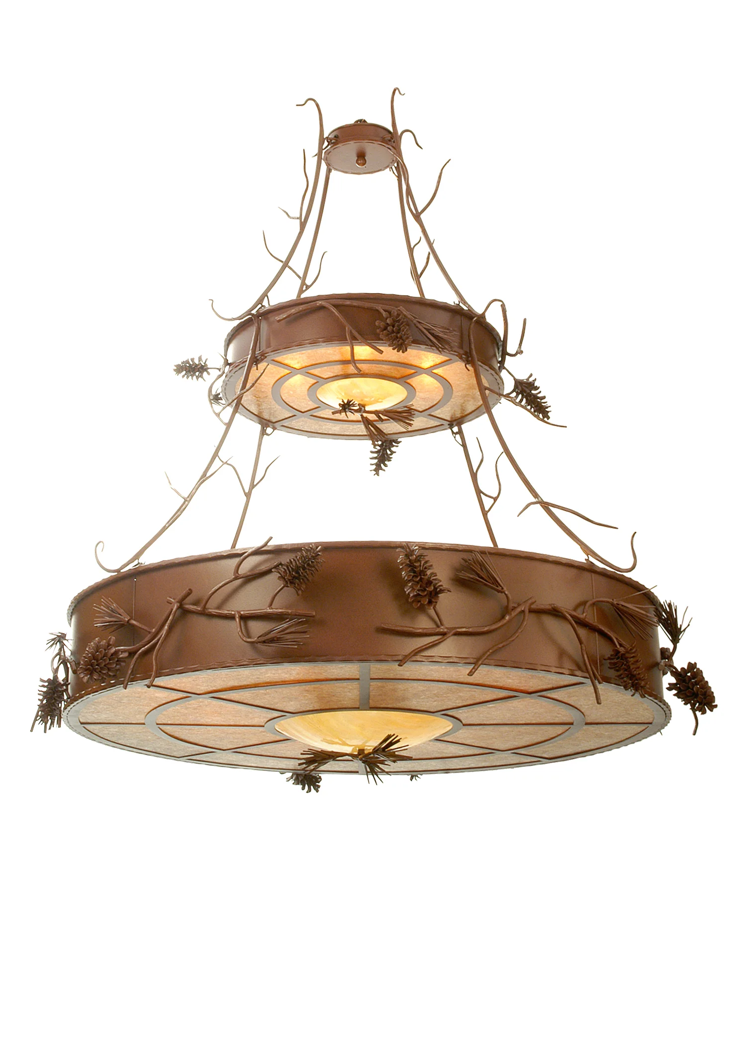 58" Wide Woodland Pine 2 Tier Inverted Pendant