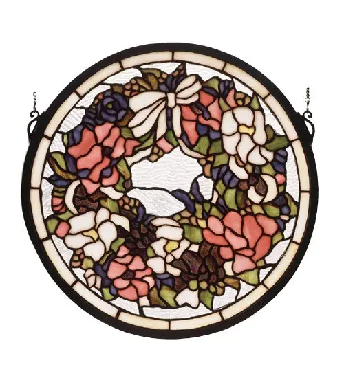 Every Meyda Tiffany item is a unique handcrafted work of art. Natural variations in the wide array of materials that we use to create each Meyda product make every item a masterpiece of its own. Photographs are a general representation of the product. Colors and designs will vary. Collection: Wreath Finish: Multi Glass: H85203 000000 Width: 15.00" Height: 15.00" Length: 15.00" Country of Origin: CHINA Safety Listing: Dry Safety Rating: Dry