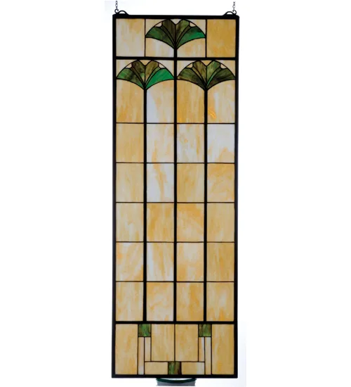 26"W X 66"H Ginkgo Stained Glass Window