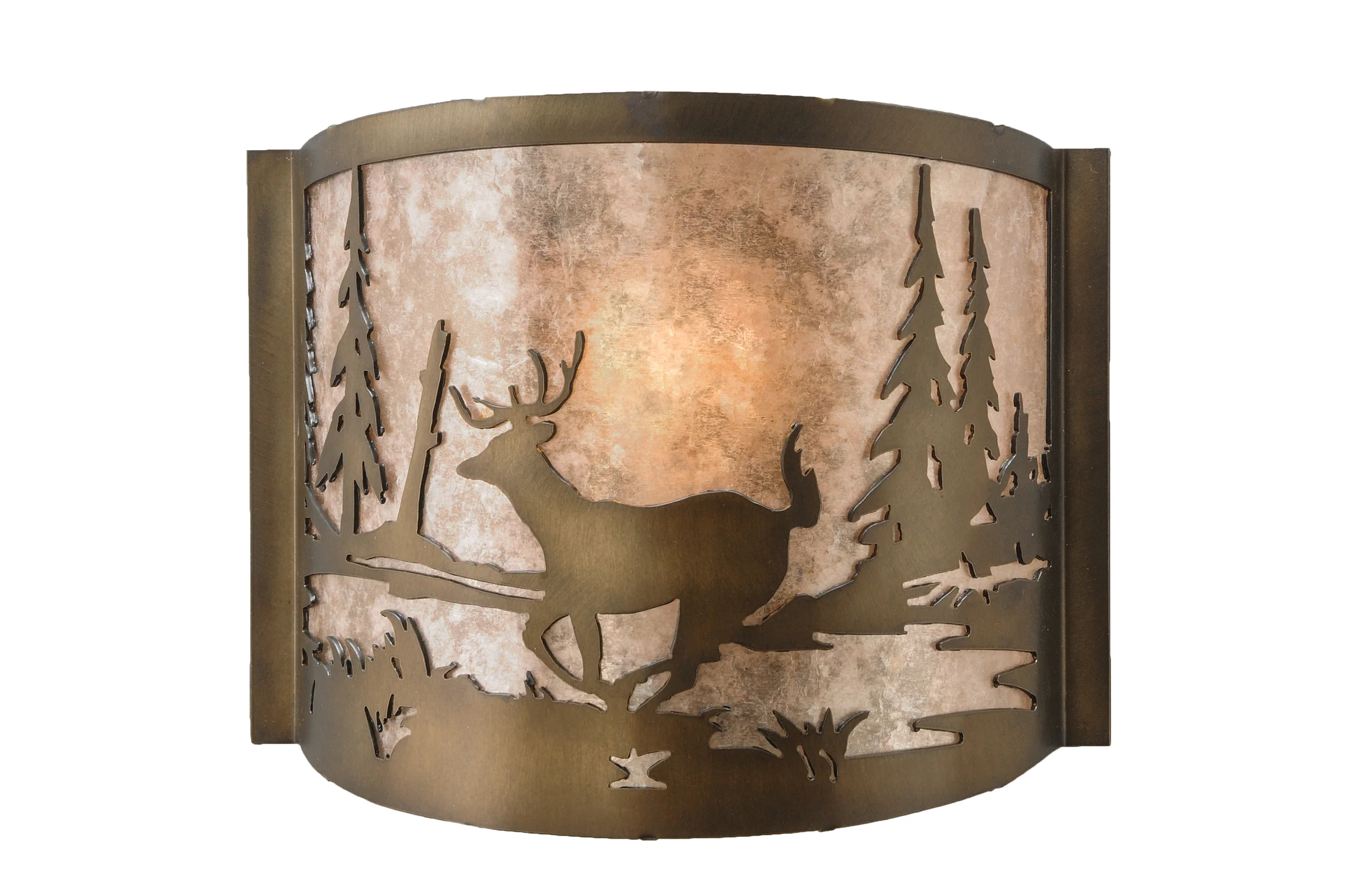 Deer At Lake One Light Wall Sconce in Antique Copper
