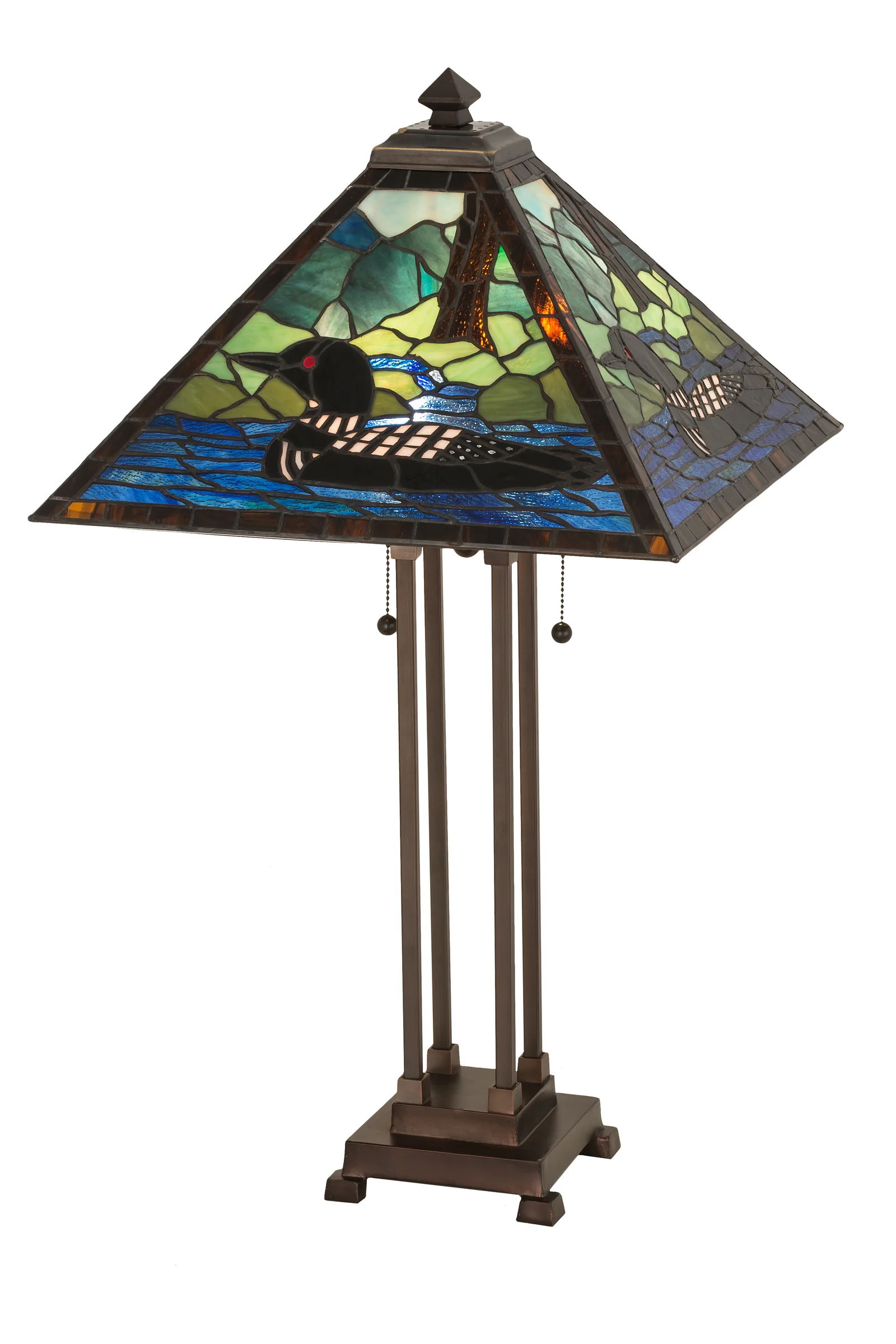 Loon Two Light Table Lamp in Mahogany Bronze