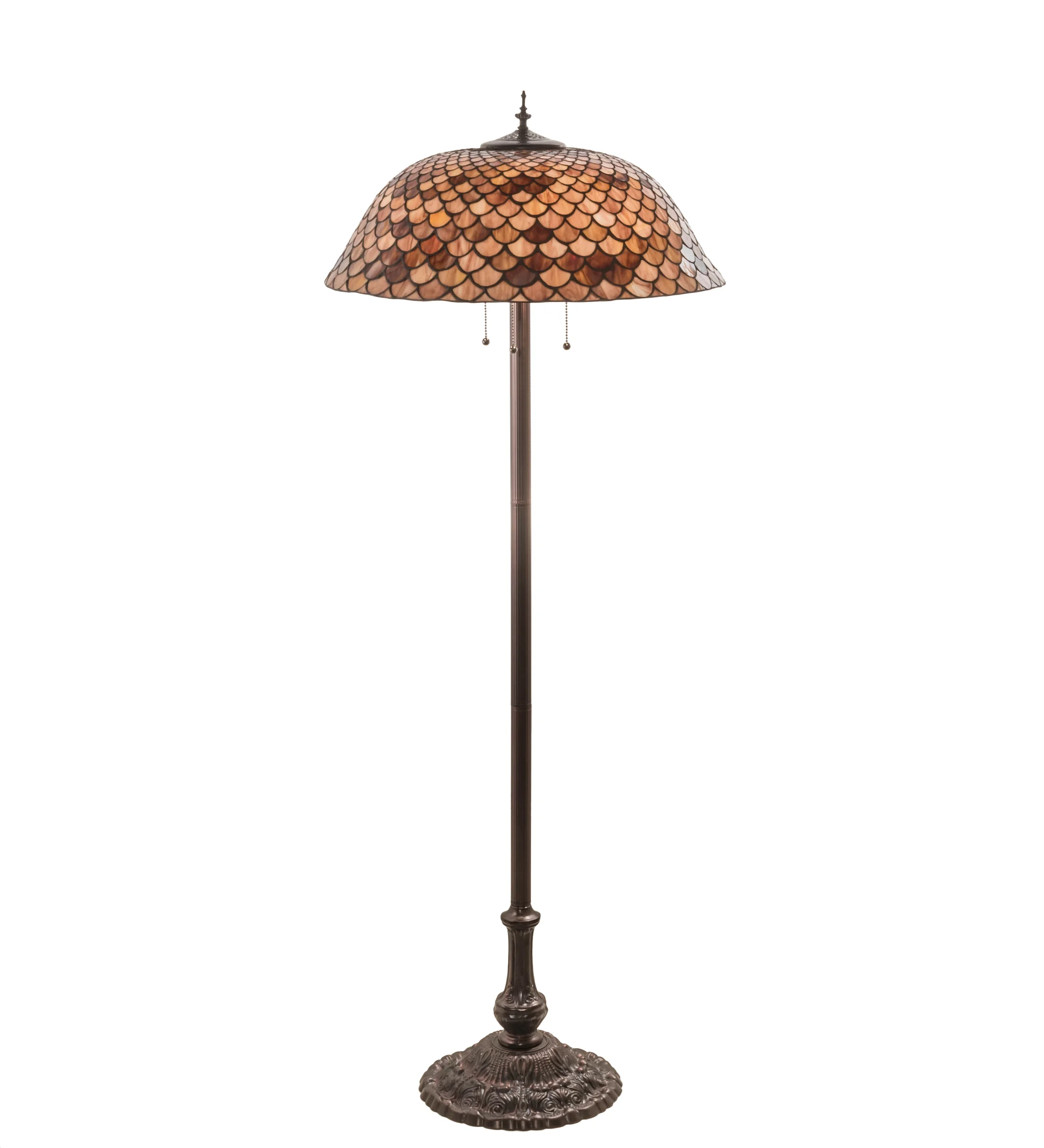 Fishscale Three Light Floor Lamp in Mahogany Bronze
