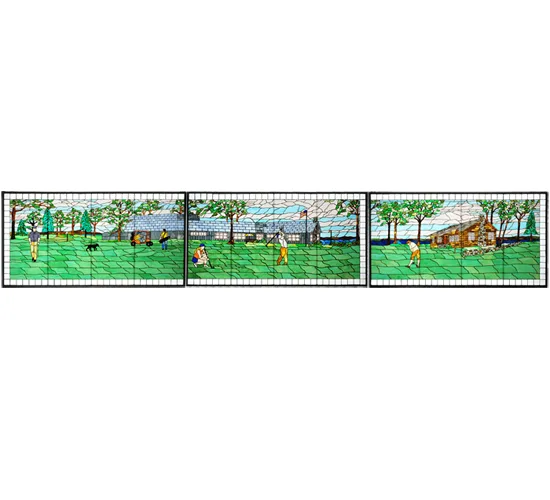 184"W X 32"H Golf Stained Glass Window