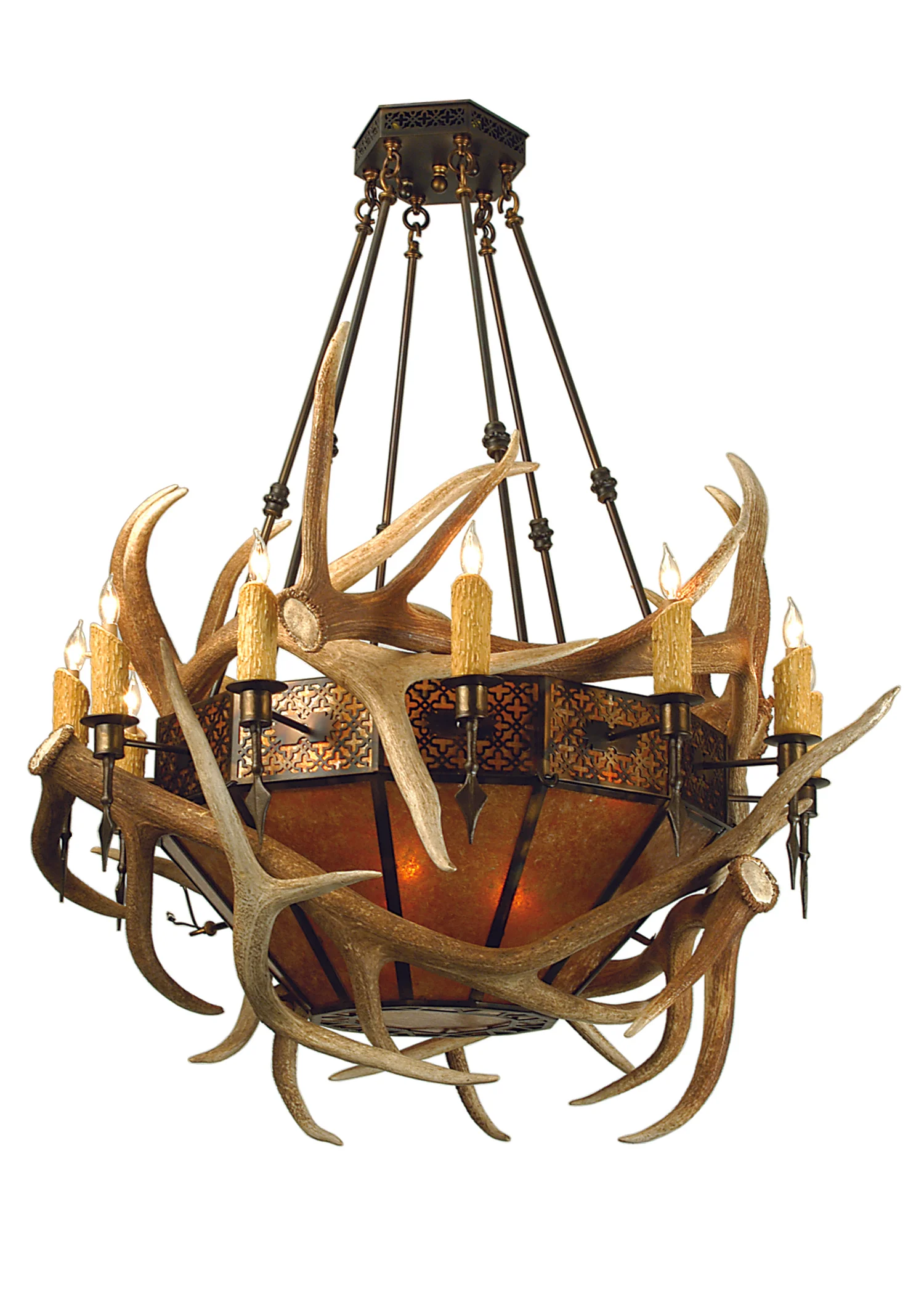Antlers 18 Light Chandelier in Antique Copper