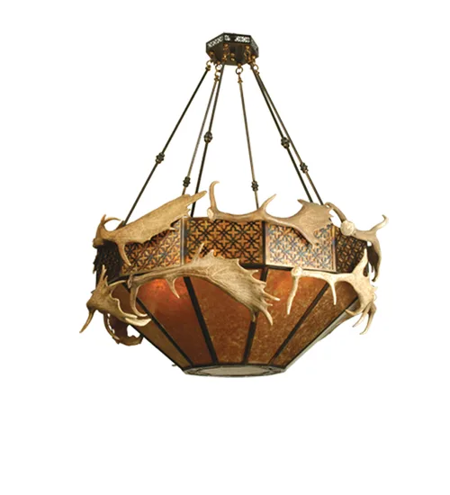 Antlers Eight Light Chandelier in Antique Copper