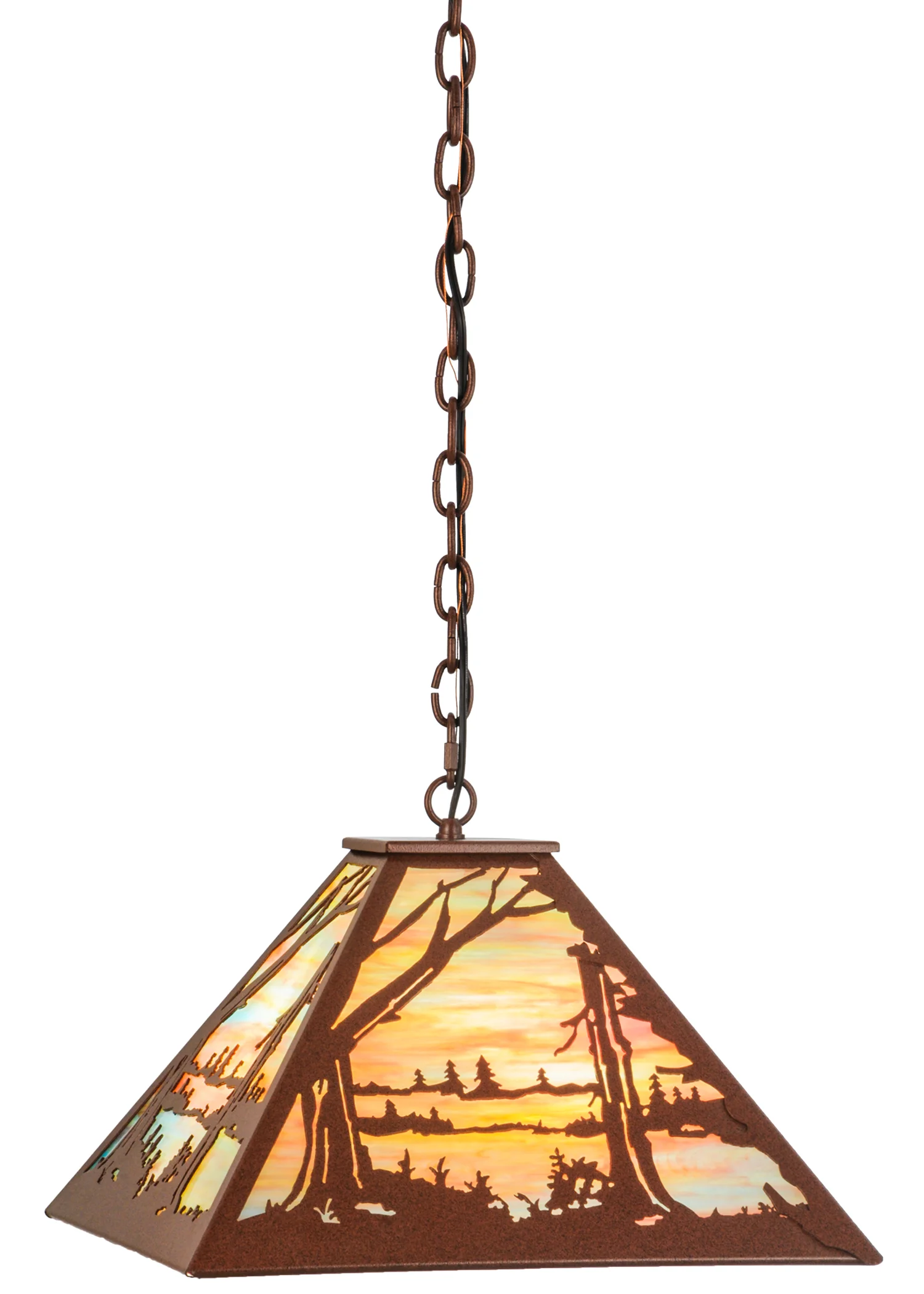 Quiet Pond Three Light Pendant in Rust