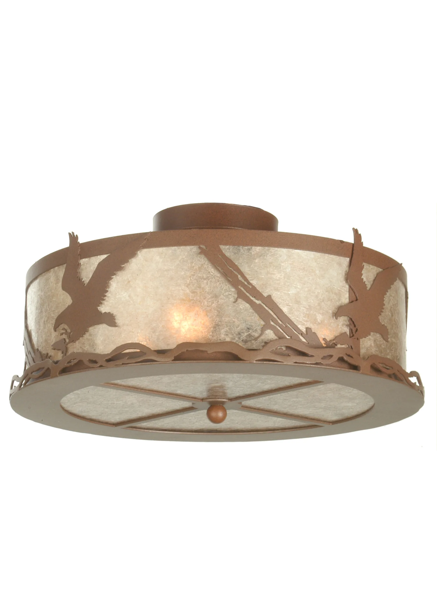 Strike Of The Eagle Three Light Flushmount in Rust