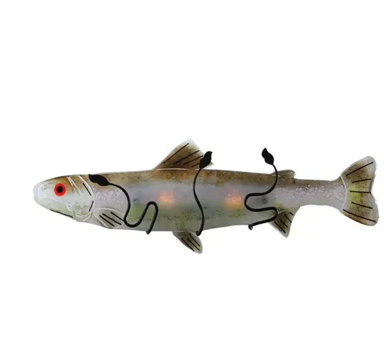 The Rainbow Trout Wall Sconce offers an innovative and striking Fused Art Glass design in our popular Metro Fusion Group. Handcrafted in colors of Gray, Pink, Amber, and Green fused glass, this stunning fixture is accented with Red and Black eyes and complemented with leaves and backplate in a Black powder coat finish. A true work-of-art, ideal for sportsmen, outdoor enthusiasts and those whose appreciate a work of beauty. Designed and created by our artists and craftsmen in our 180,000 square foot manufacturing facility in Yorkville, NY, this sconce will vary slightly due to the nature of glass forming. Custom sizes, colors, designs and dimmable energy efficient lamping available. UL and cUL listed for dry and damp locations. Collection: Metro Fusion Finish: Tarnished Copper Glass: Amber/Pink/Green Black Notes: Custom Crafted In Yorkville, New York Please Allow 50 Days Width: 29.00" Height: 11.00" Length: 5.00" Extension from Wall: 5.00" Number of Bulbs: 2 Maximum Wattage: 60.00 W Bulb Type: T10 Bulb Base: E26 Material: Metal Or Polyresin Country of Origin: USA Safety Listing: Dry Safety Rating: Dry