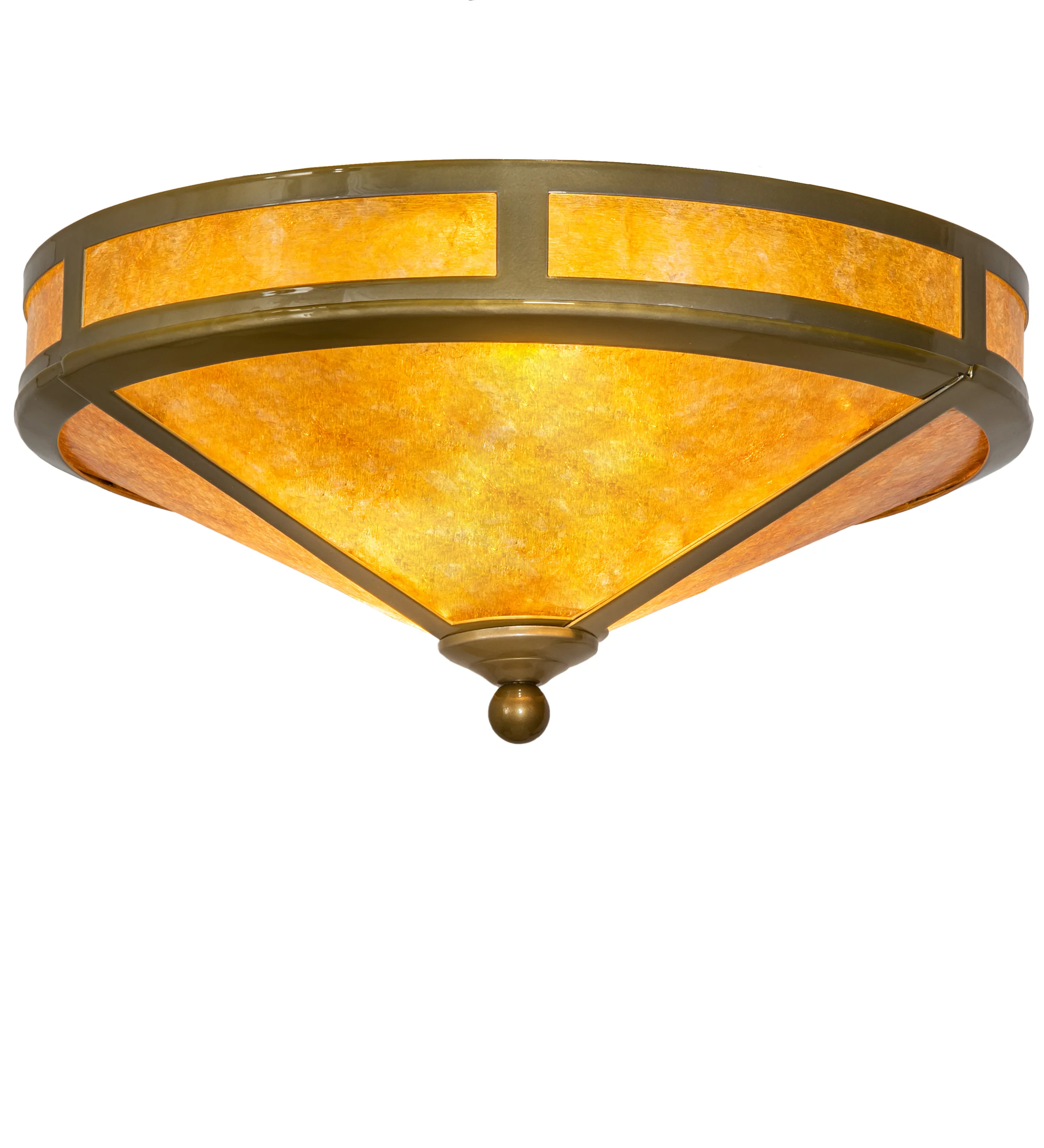 Mission Two Light Flushmount in Transparent Brass